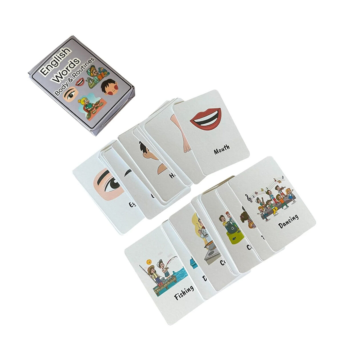 40 Adet Vücudumuz ve Rutinler İngilizce Çalışma Kartları (105x70 mm)