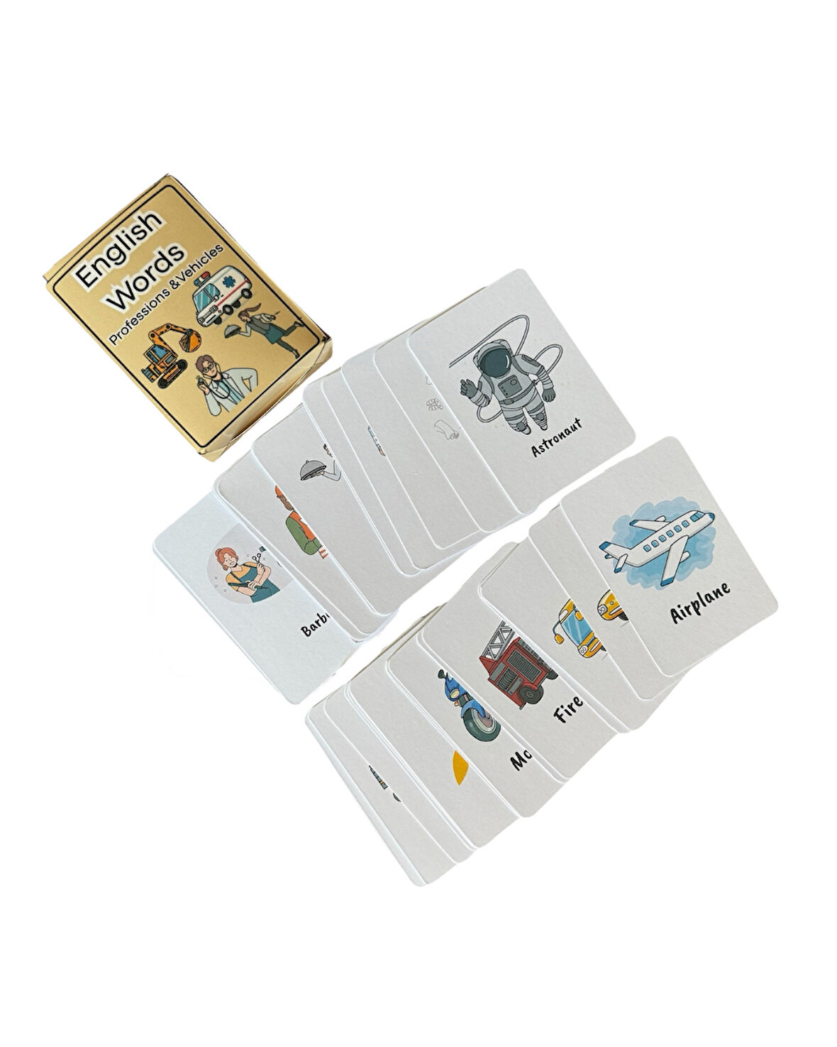 40 Adet Meslekler ve Araçlar İngilizce Çalışma Kartları (105x70 mm)