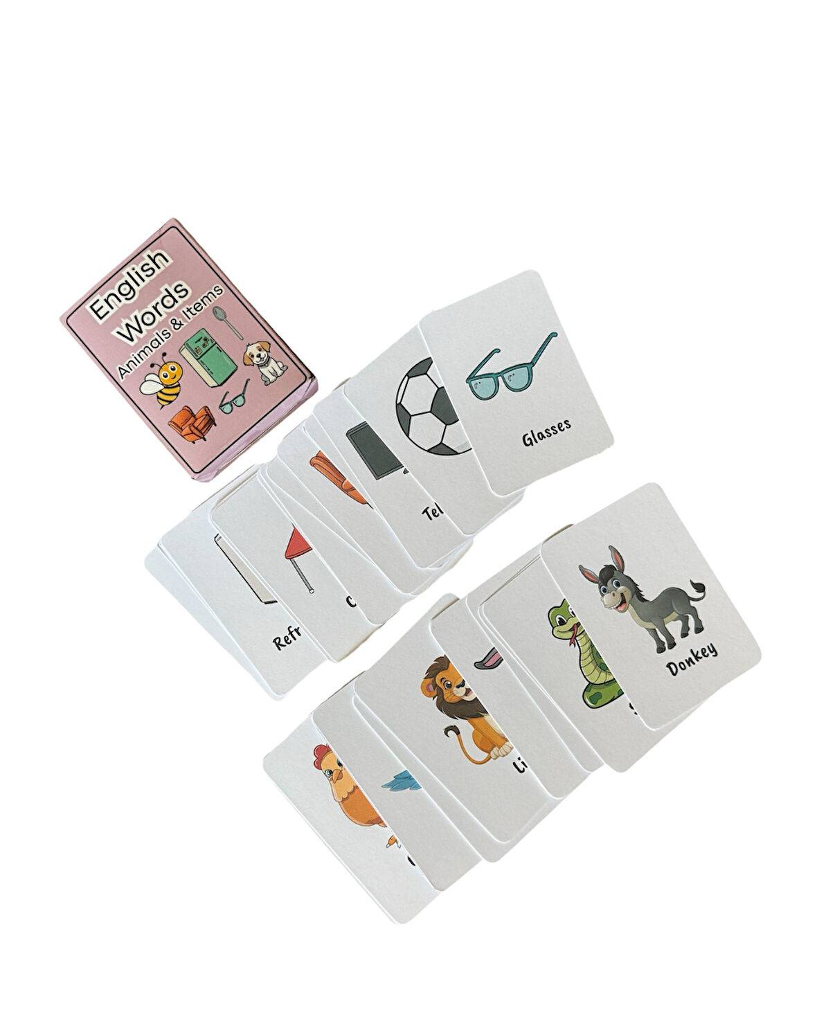 40 Adet Hayvanlar ve Eşyalar İngilizce Çalışma Kartları (105x70 mm)