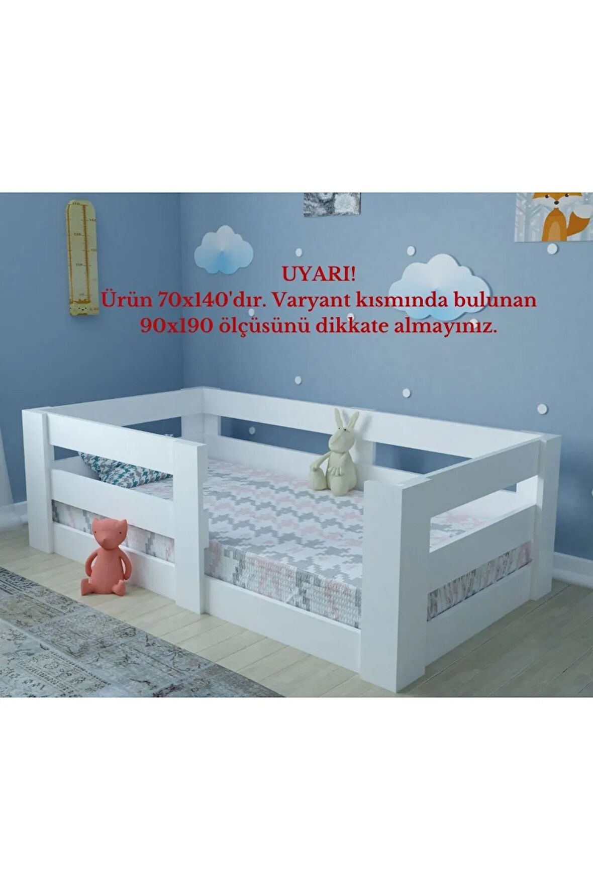 Montessori Y19 70x140 Yatak Uyumlu Beyaz Karyola