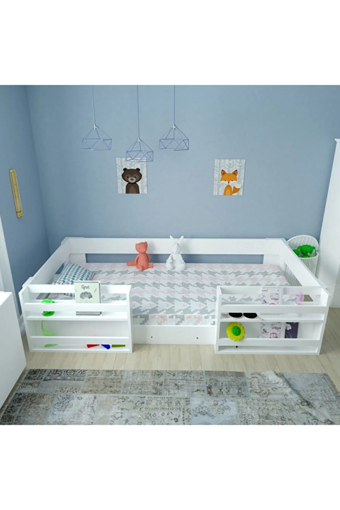 Trend Montessori %100 Mdf Kitaplıklı Karyola