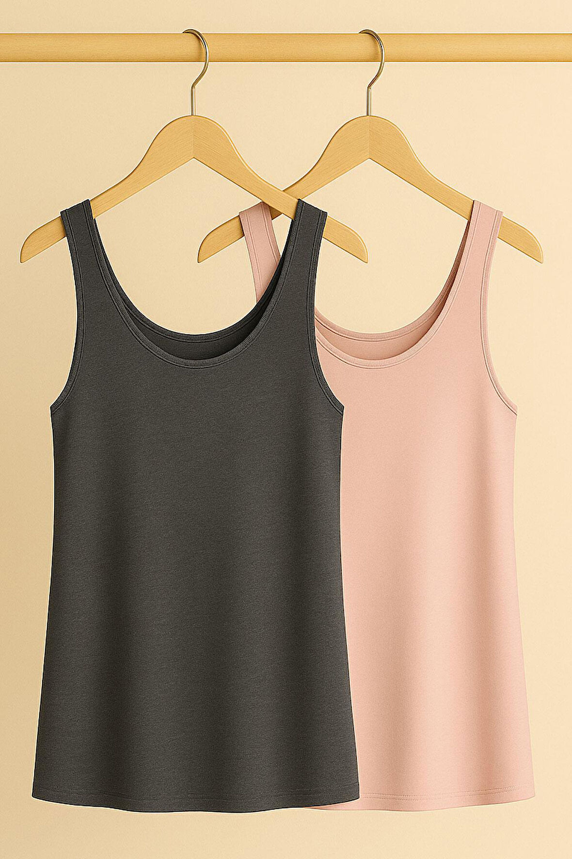 2 Adet A Kesim Pamuklu Kalın Askılı Atlet Tişört