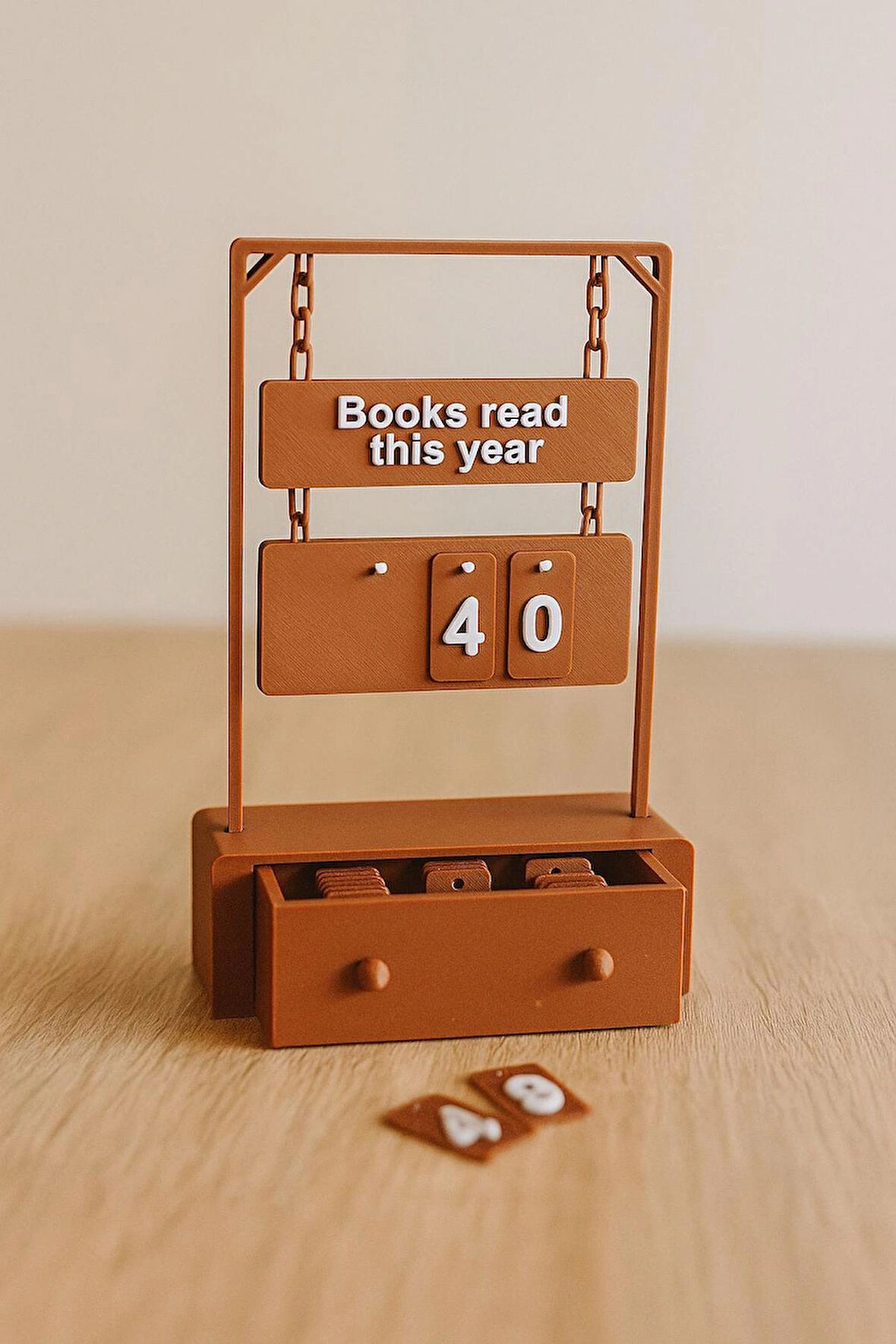 Bir Yıl İçerisinde Okuduğum Kitaplar Sayacı - Çekmeceli Dekoratif Kitap Sayacı