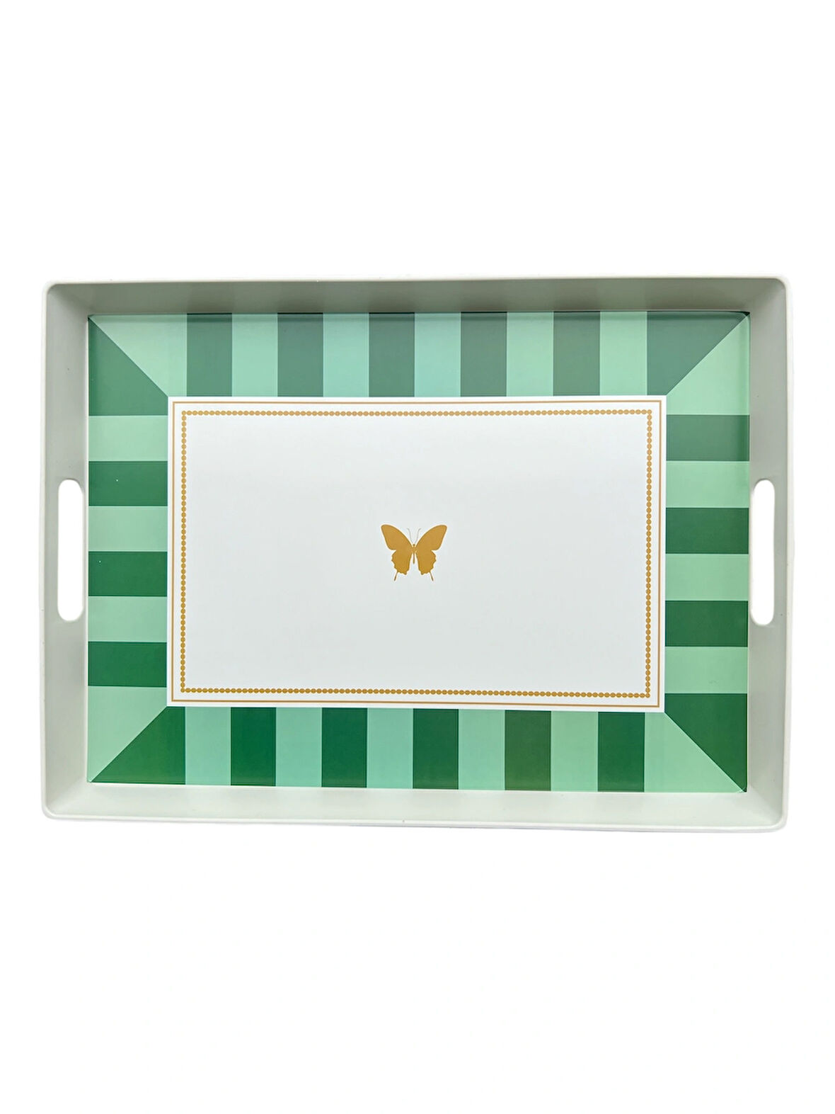 Çay Kahve Sunum Tepsisi, Çizgili Desen, Renkli, 1 Adet, 375x275 mm