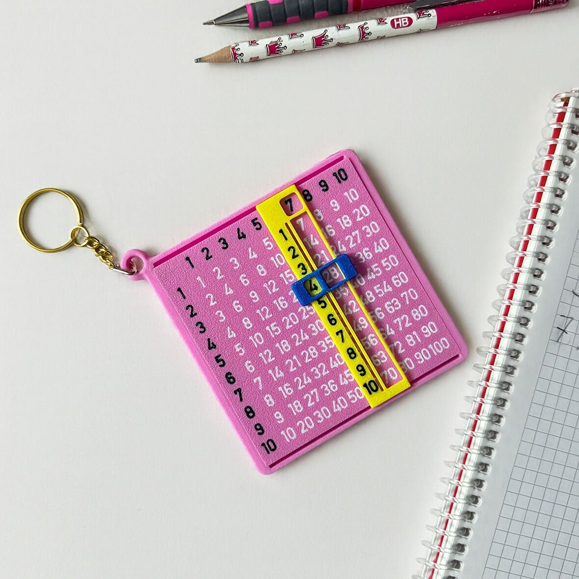 Çarpım Tablosu Anahtarlığı – Eğitici Matematik Oyuncağı | Çocuklar İçin Pratik Çarpma Öğrenme Aracı (Pembe)