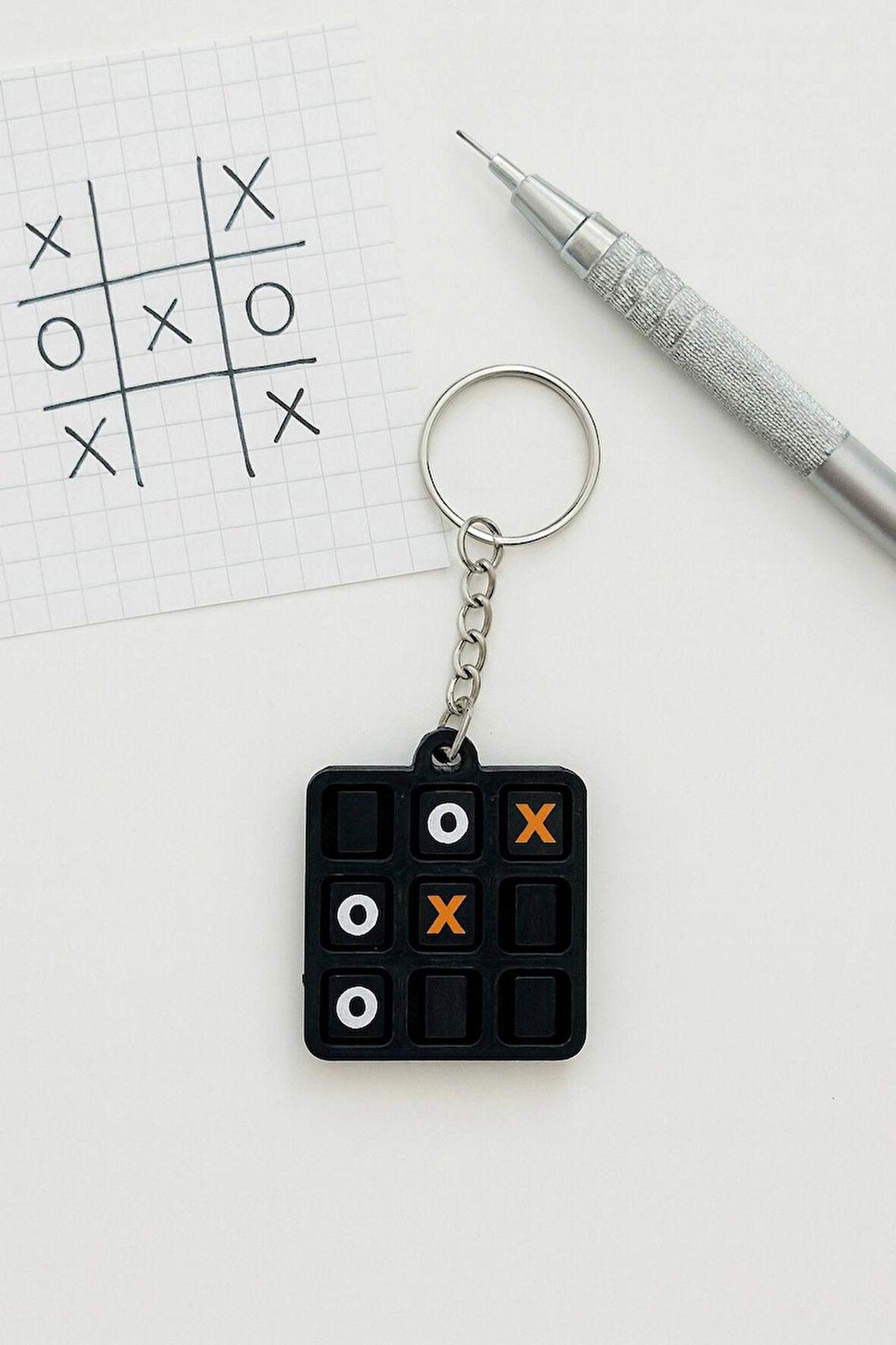 Oynanabilir XOX Anahtarlık - Tic Tac Toe Anahtarlık (4,5 cm)