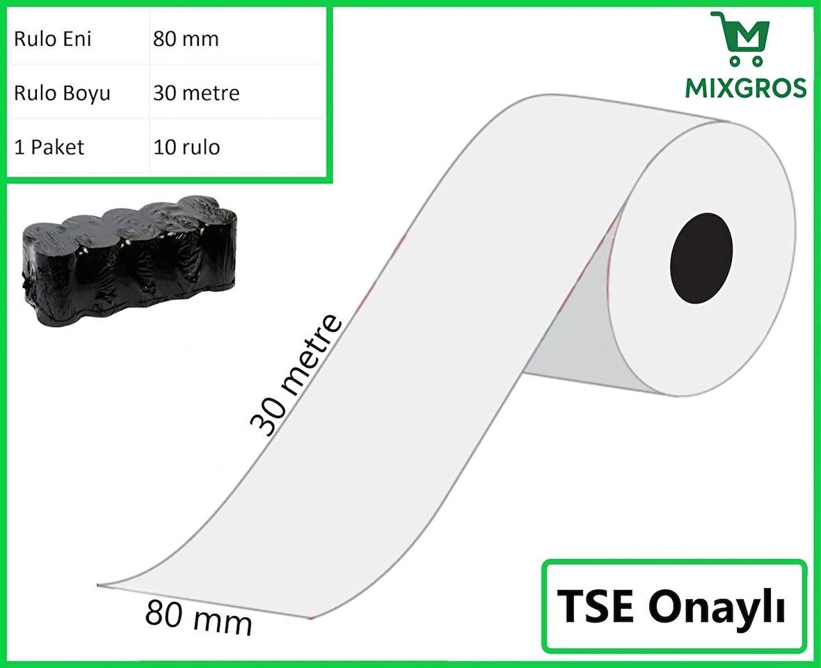 80x30 Metre Termal Yazarkasa ve Adisyon Rulosu 100 Adet