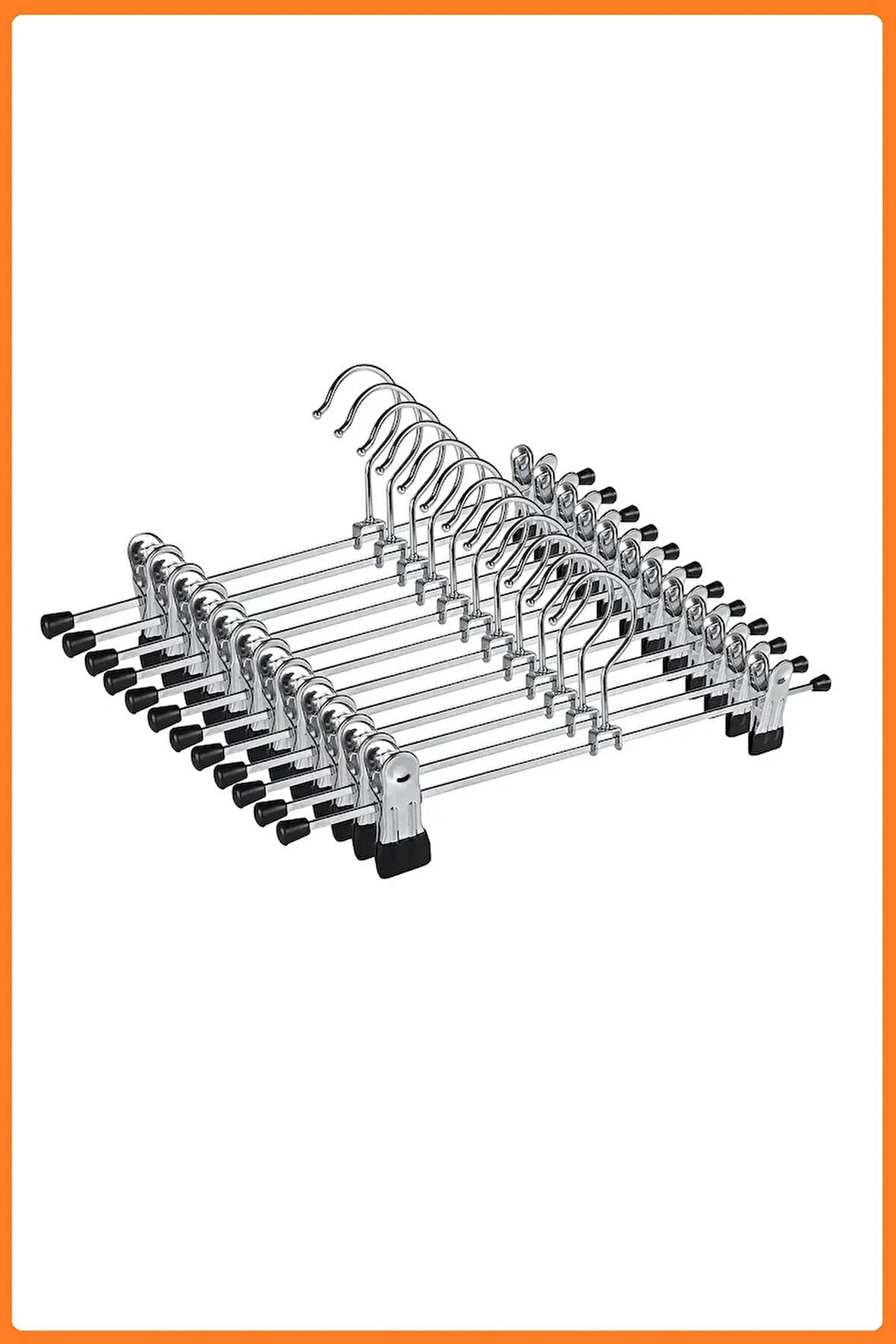 Mandallı Metal Pantolon & Etek Askısı Gümüş Renk, 40 Cm, 20 Adet