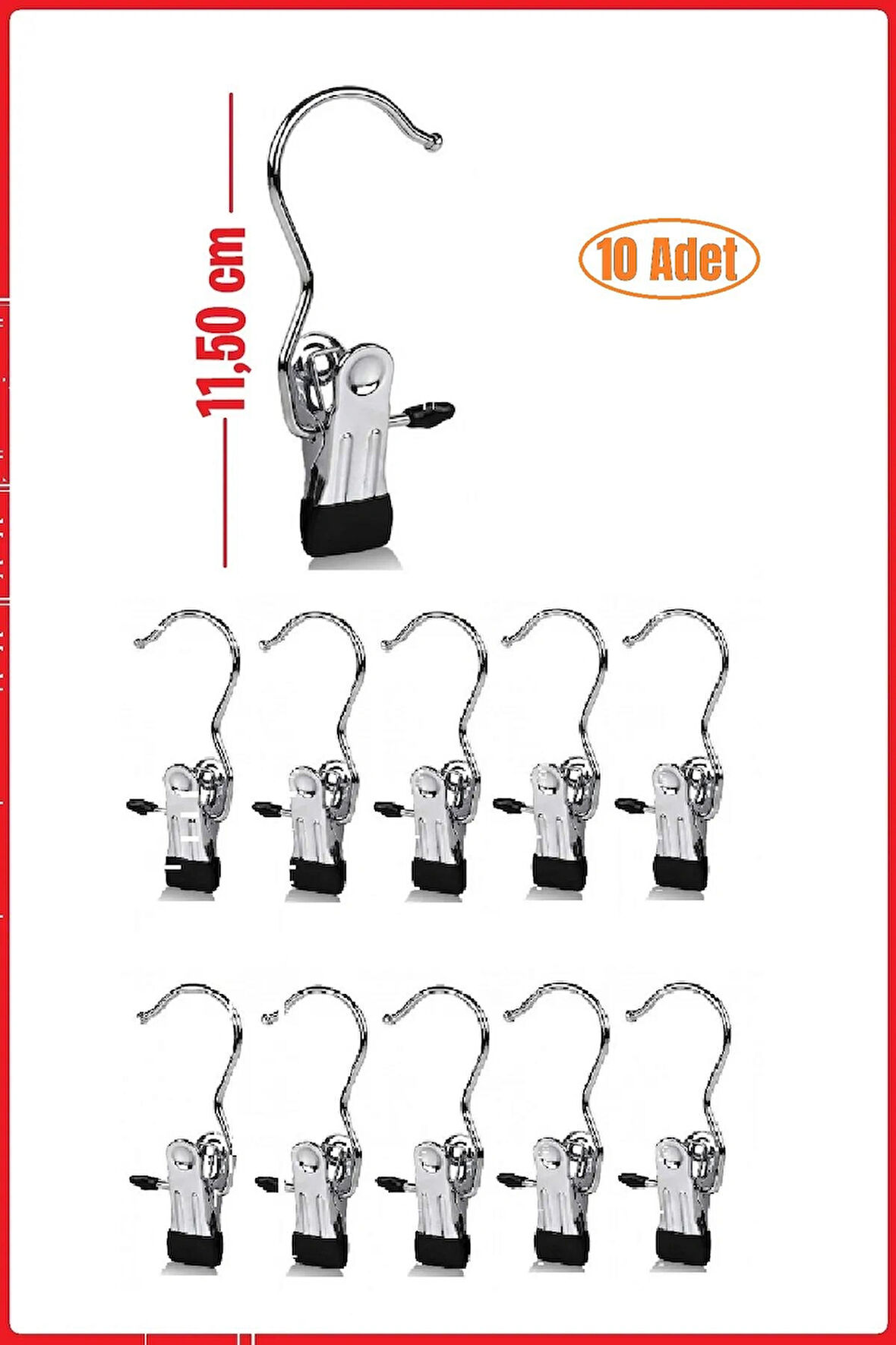 Metal Krom Kaplama Eşarp Askısı, Şal Askısı, Çok Amaçlı Askı (10 Adet)