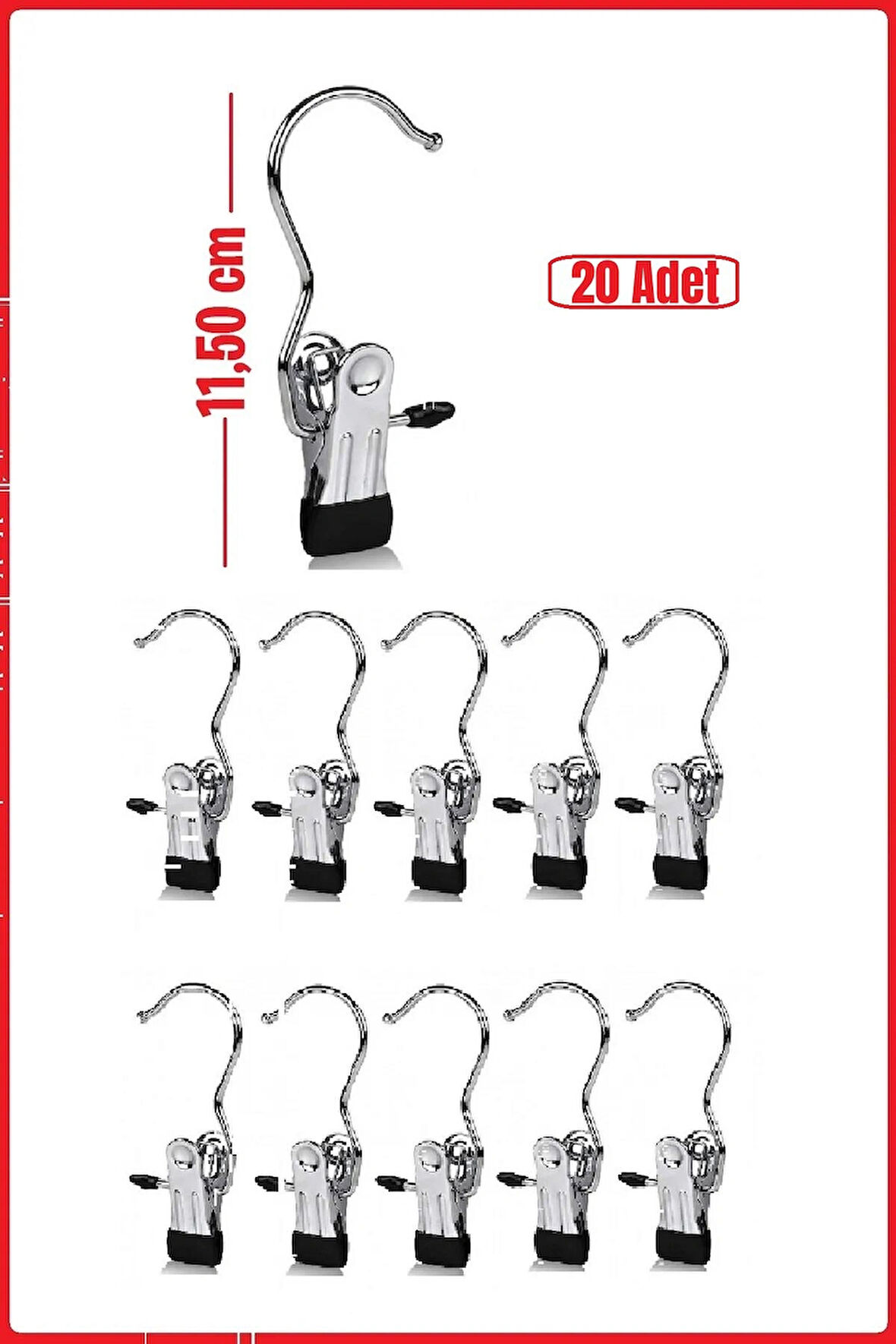 Metal Krom Kaplama Eşarp Askısı, Şal Askısı, Çok Amaçlı Askı ( 20 Adet )