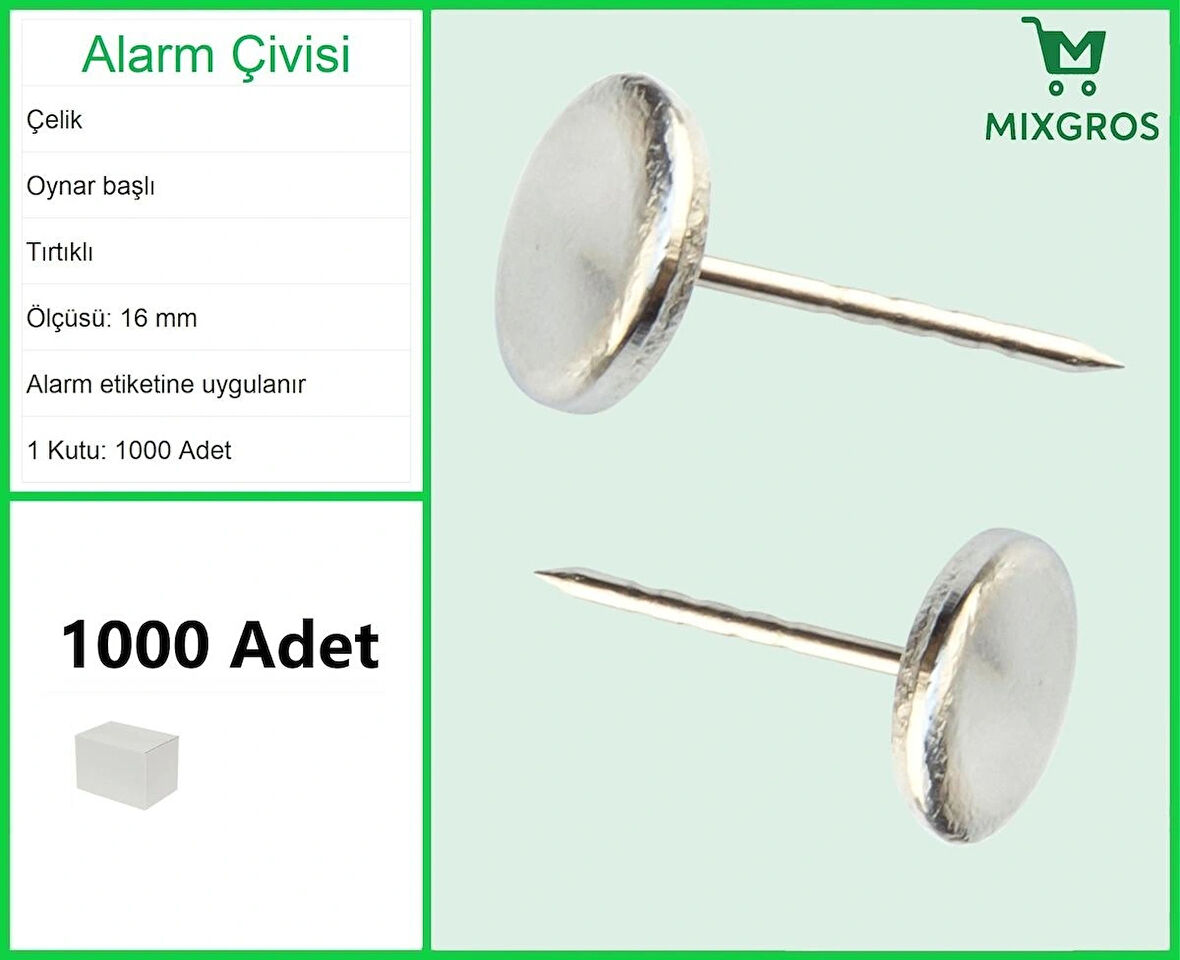 Alarm Etiketi Çivisi Metal Başlı 1000 Adet