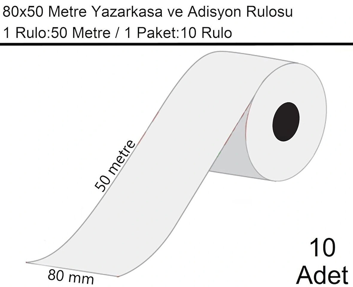 80x50 Metre Termal Yazarkasa ve Adisyon Rulosu 10 Adet
