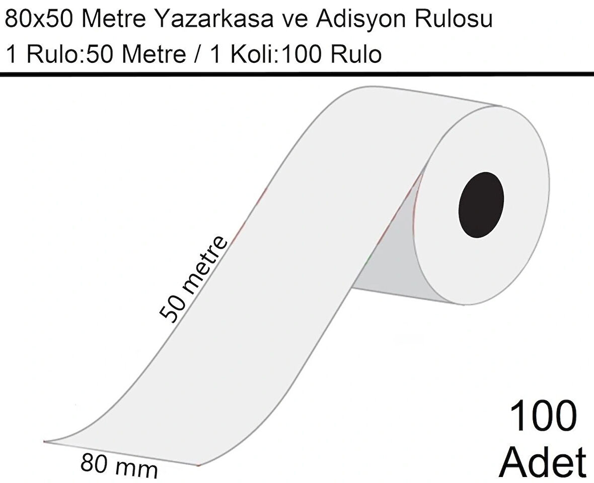 80x50 Metre Termal Yazarkasa ve Adisyon Rulosu 100 Adet