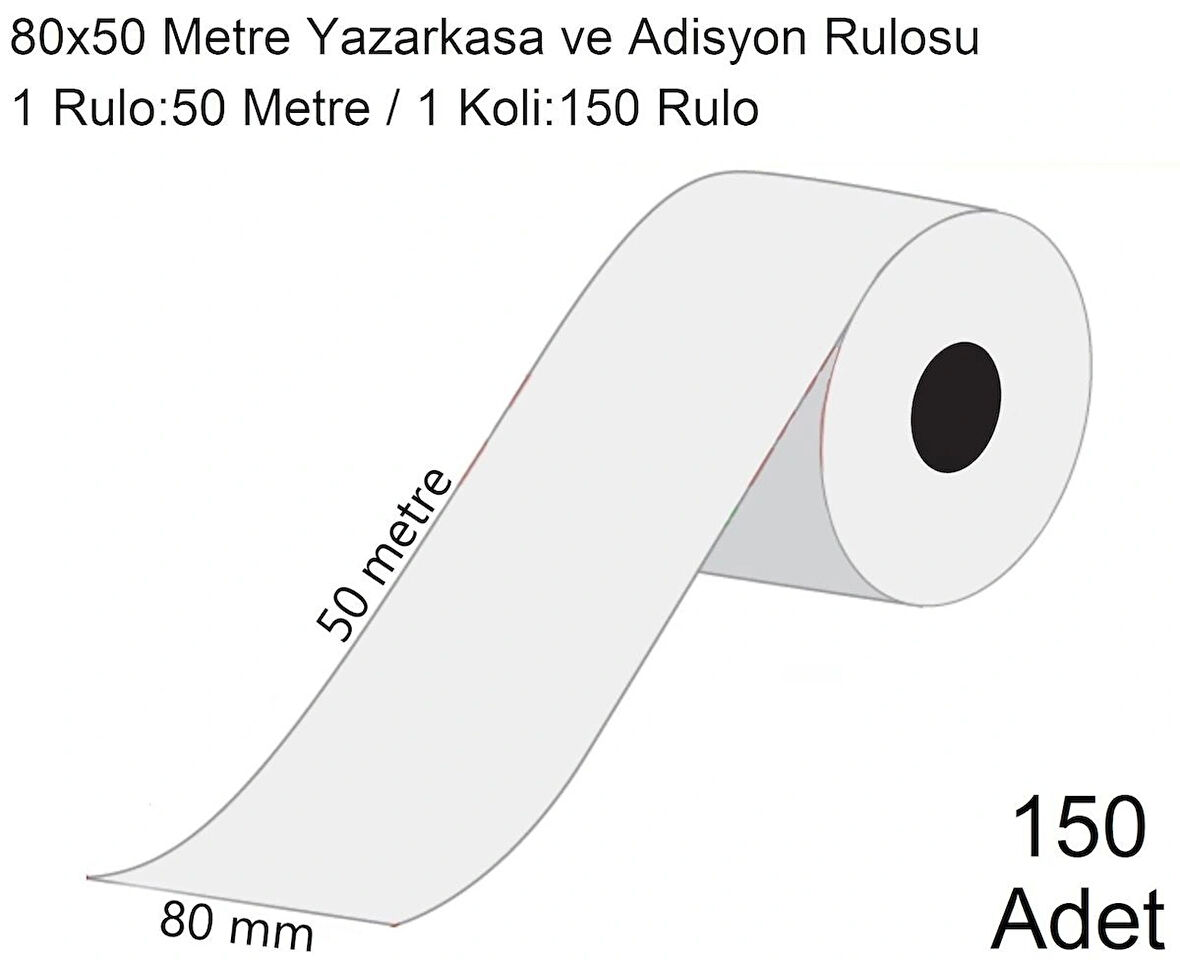 80x50 Metre Termal Yazarkasa ve Adisyon Rulosu 150 Adet