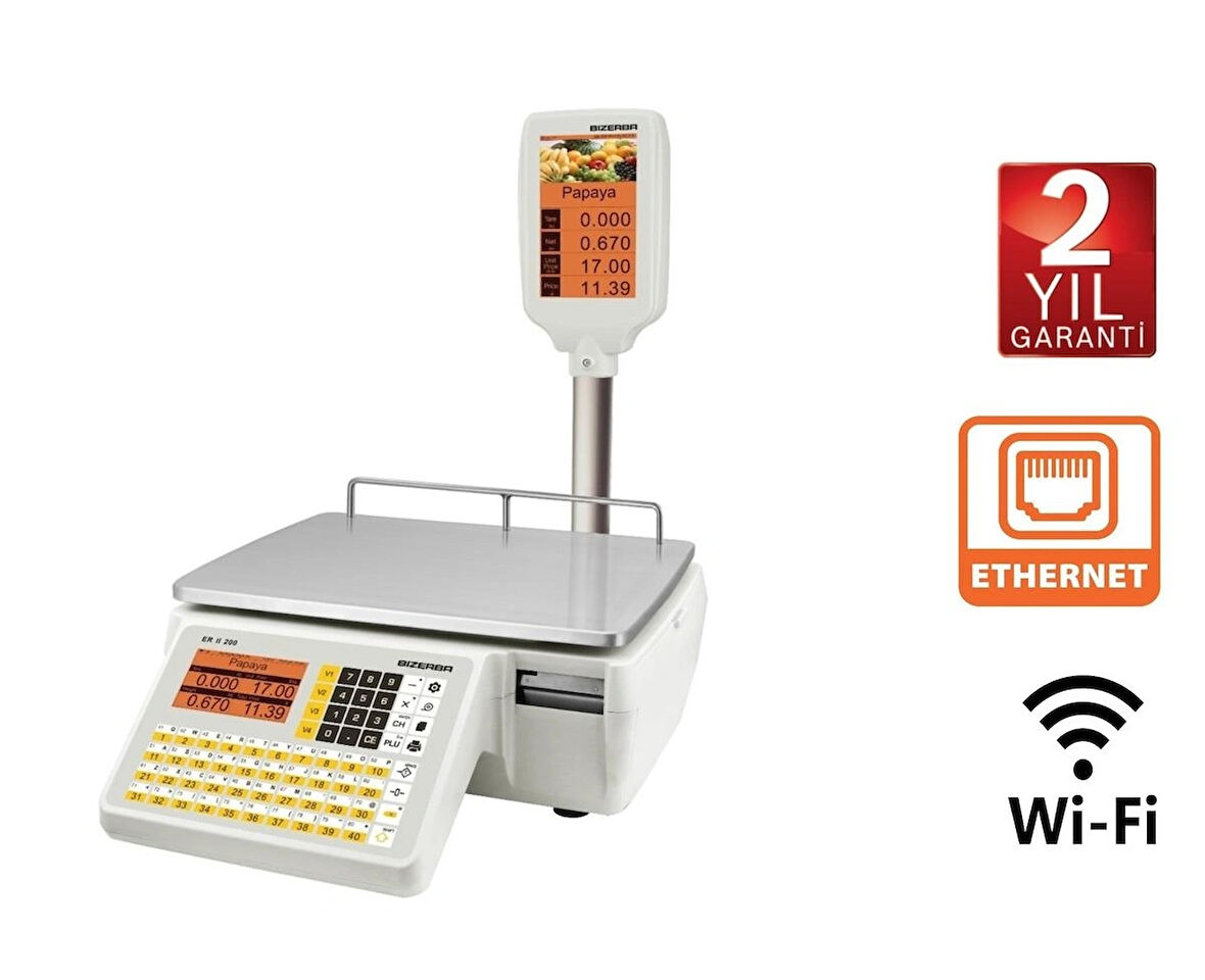 Bizerba ERII 200 Etiketli Barkodlu Terazi 15 KG Wifi