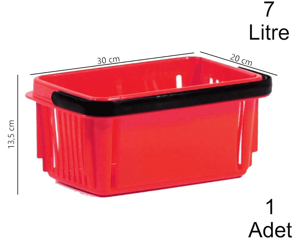 Plastik Kozmetik Alışveriş El Sepeti 7 Litre Kırmızı 1 Adet
