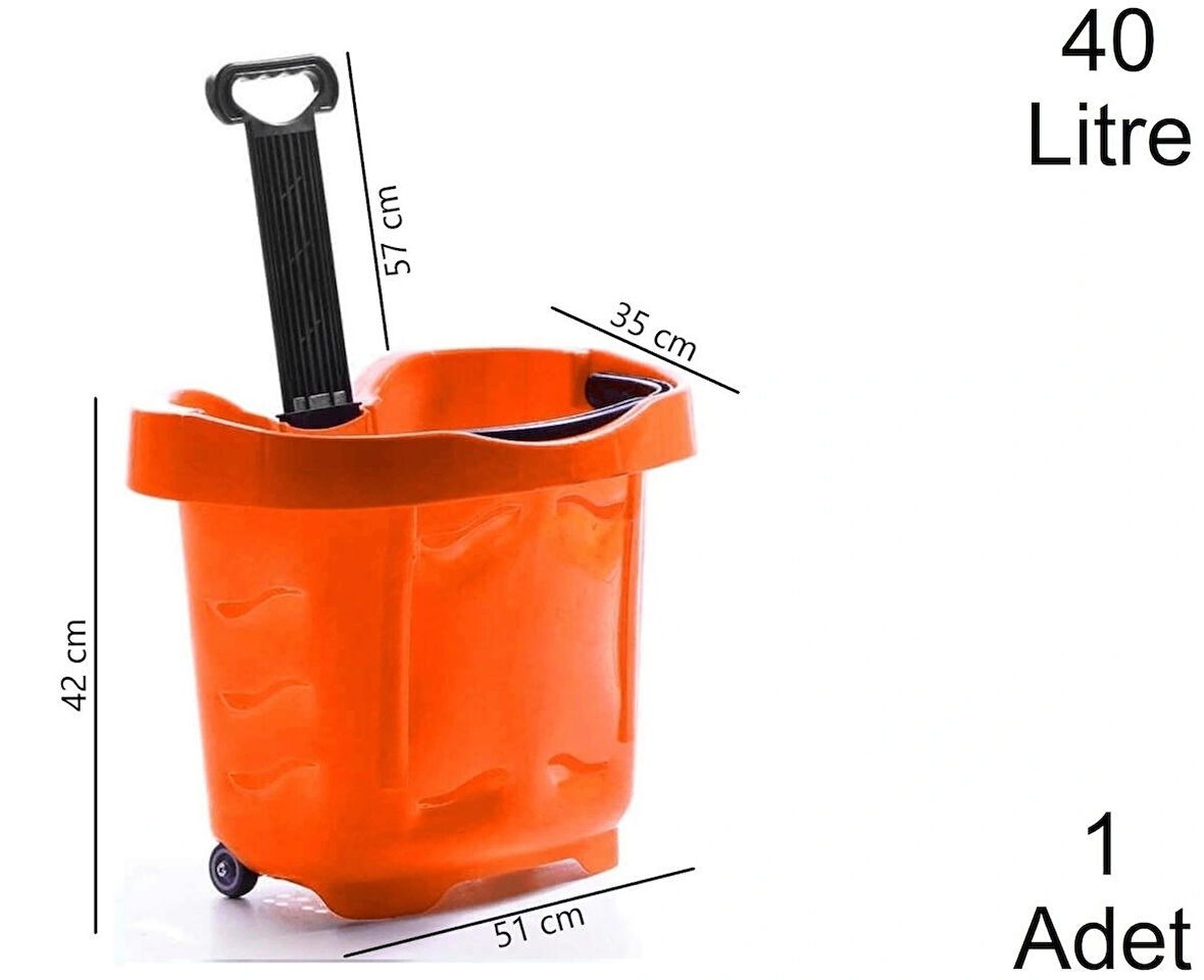 Tekerlekli Plastik Market Alışveriş El Sepeti 40 Litre Turuncu 1 Adet