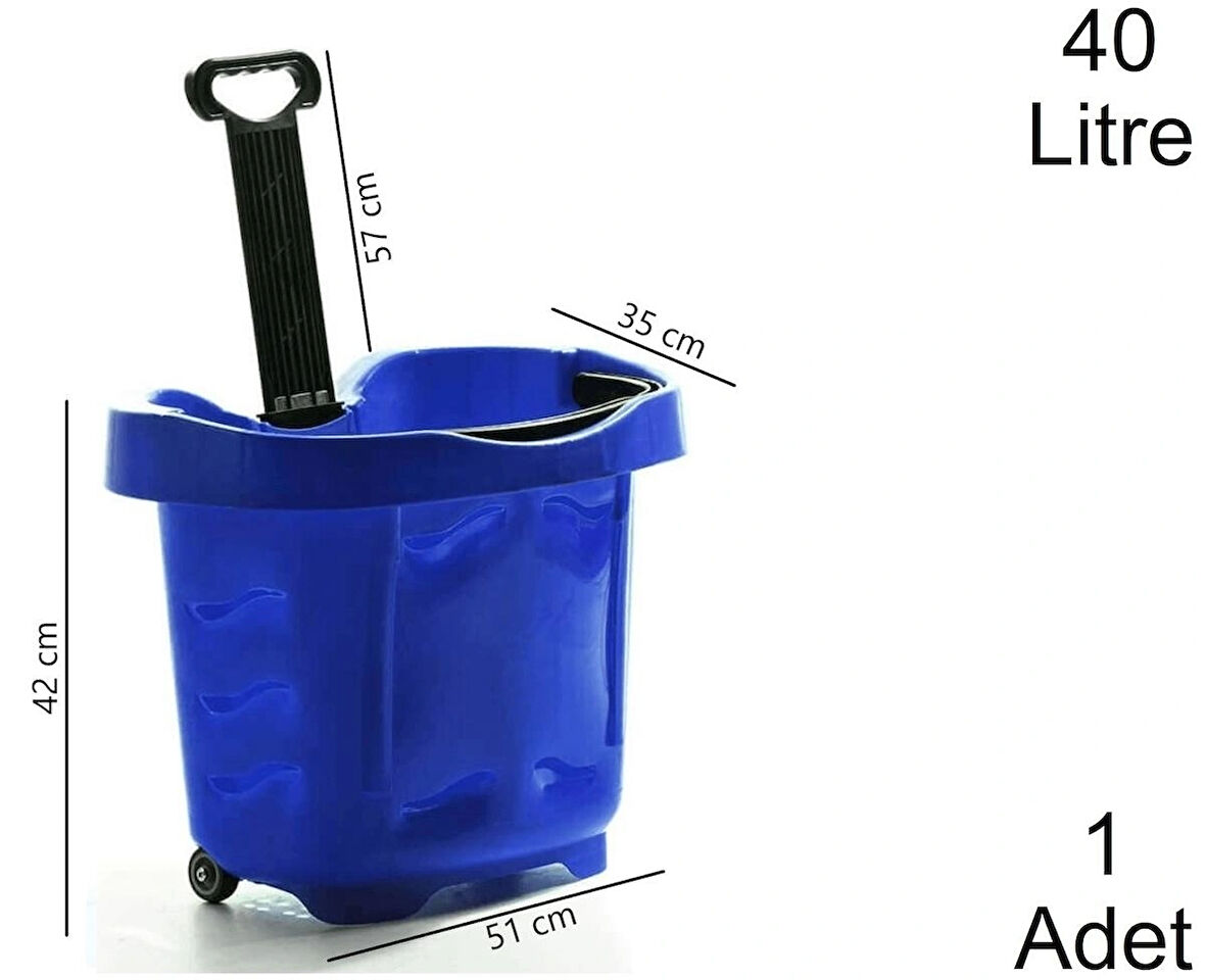 Tekerlekli Plastik Market Alışveriş El Sepeti 40 Litre Mavi 1 Adet
