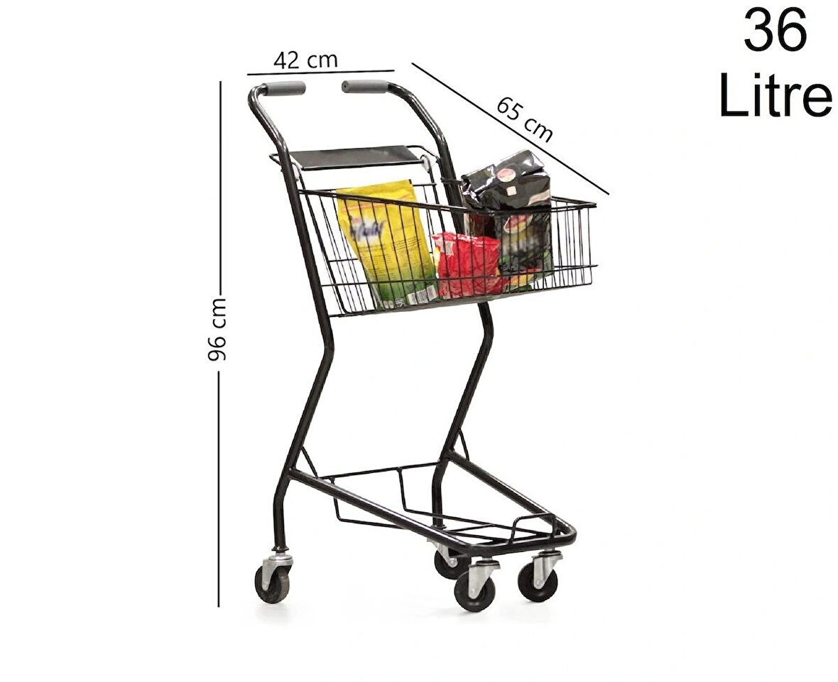 Minicart Şarküteri ve Kuruyemiş Metal Market Arabası 36 Litre Füme