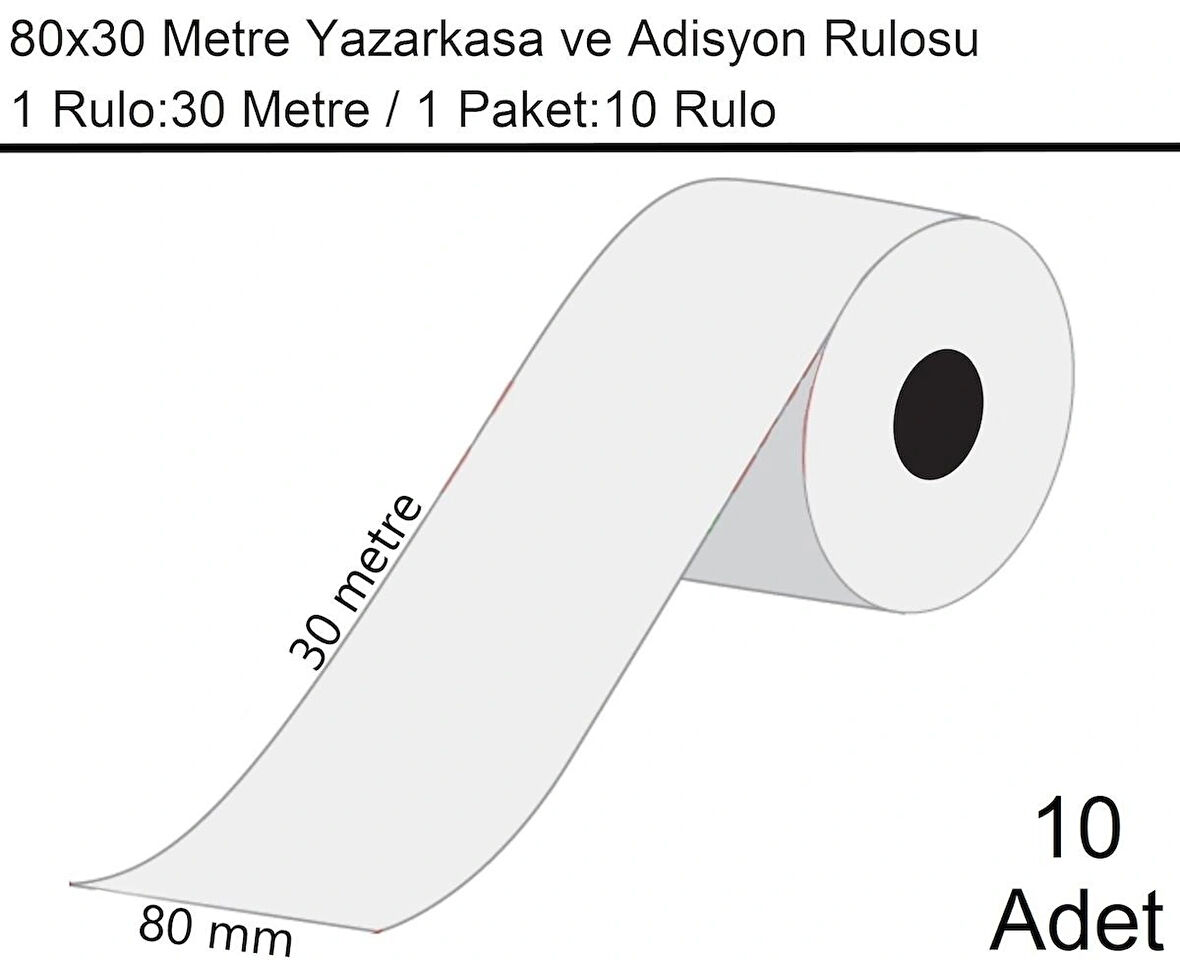80x30 Metre Termal Yazarkasa ve Adisyon Rulosu 10 Adet