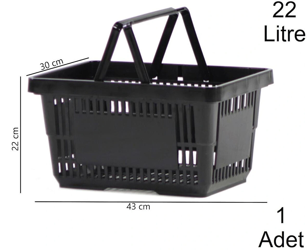 Plastik Market Alışveriş El Sepeti 22 Litre Siyah 1 Adet