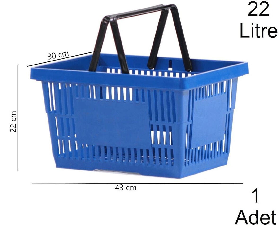 Plastik Market Alışveriş El Sepeti 22 Litre Mavi 1 Adet