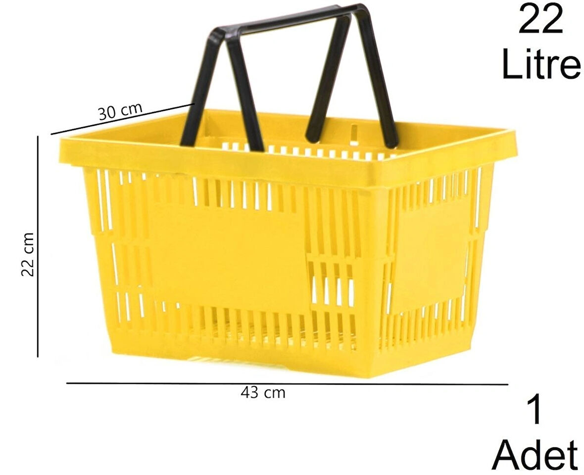 Plastik Market Alışveriş El Sepeti 22 Litre Sarı 1 Adet