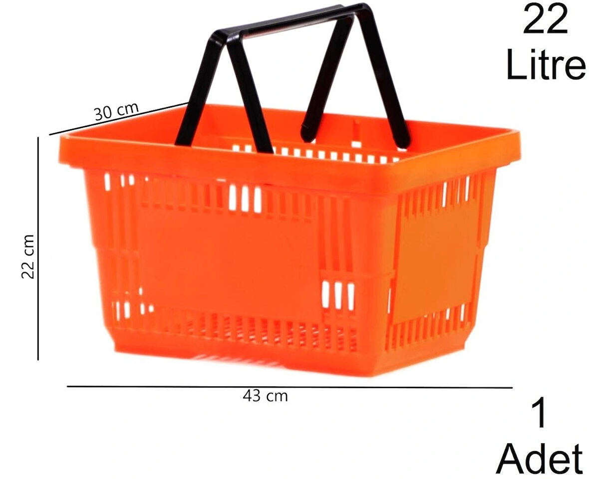 Plastik Market Alışveriş El Sepeti 22 Litre Turuncu 1 Adet