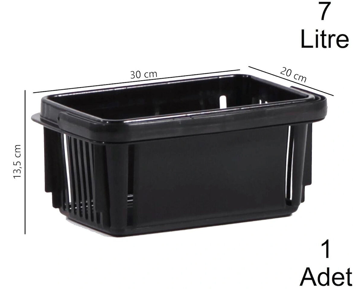 Plastik Kozmetik Alışveriş El Sepeti 7 Litre Siyah 1 Adet