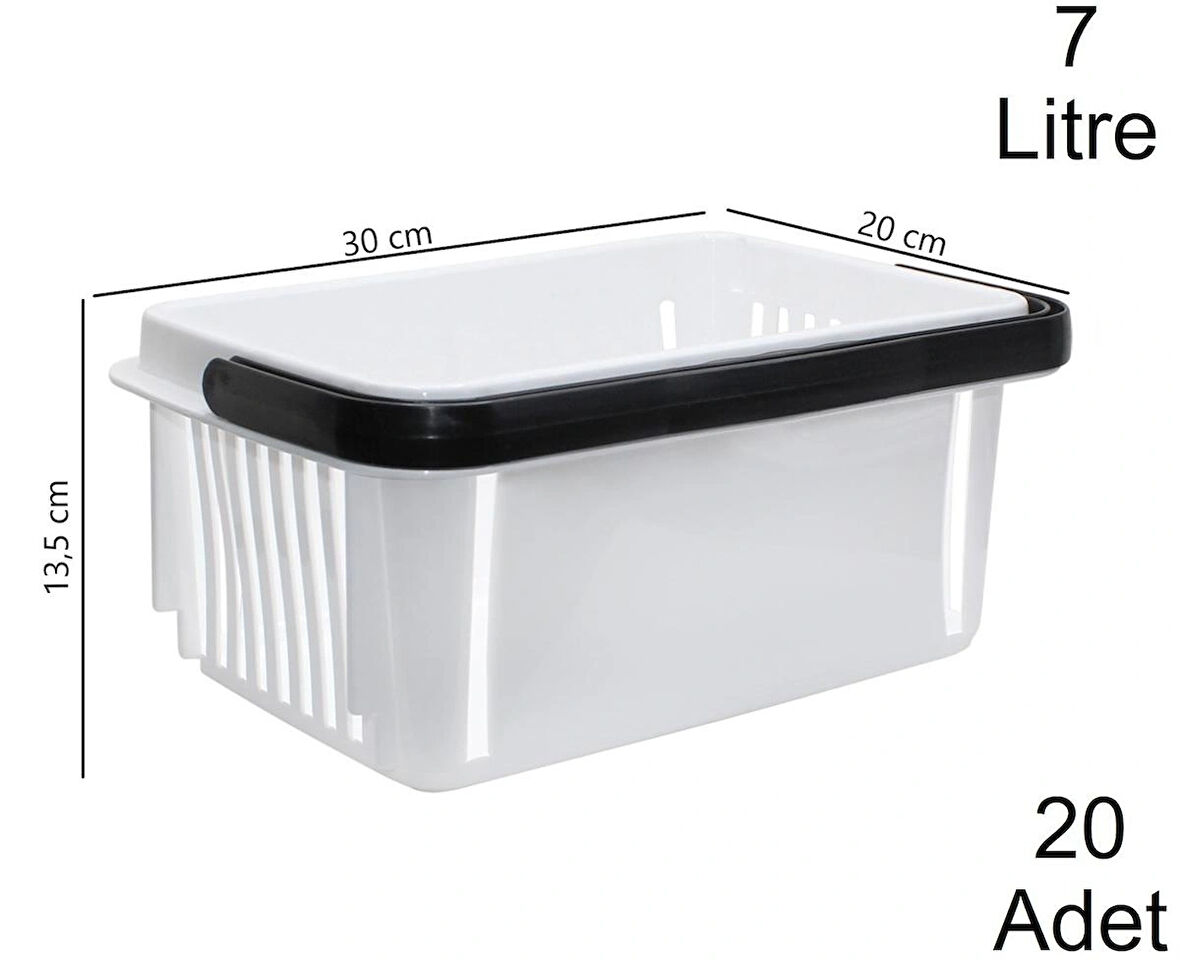Plastik Kozmetik Alışveriş El Sepeti 7 Litre Beyaz  20 Adet