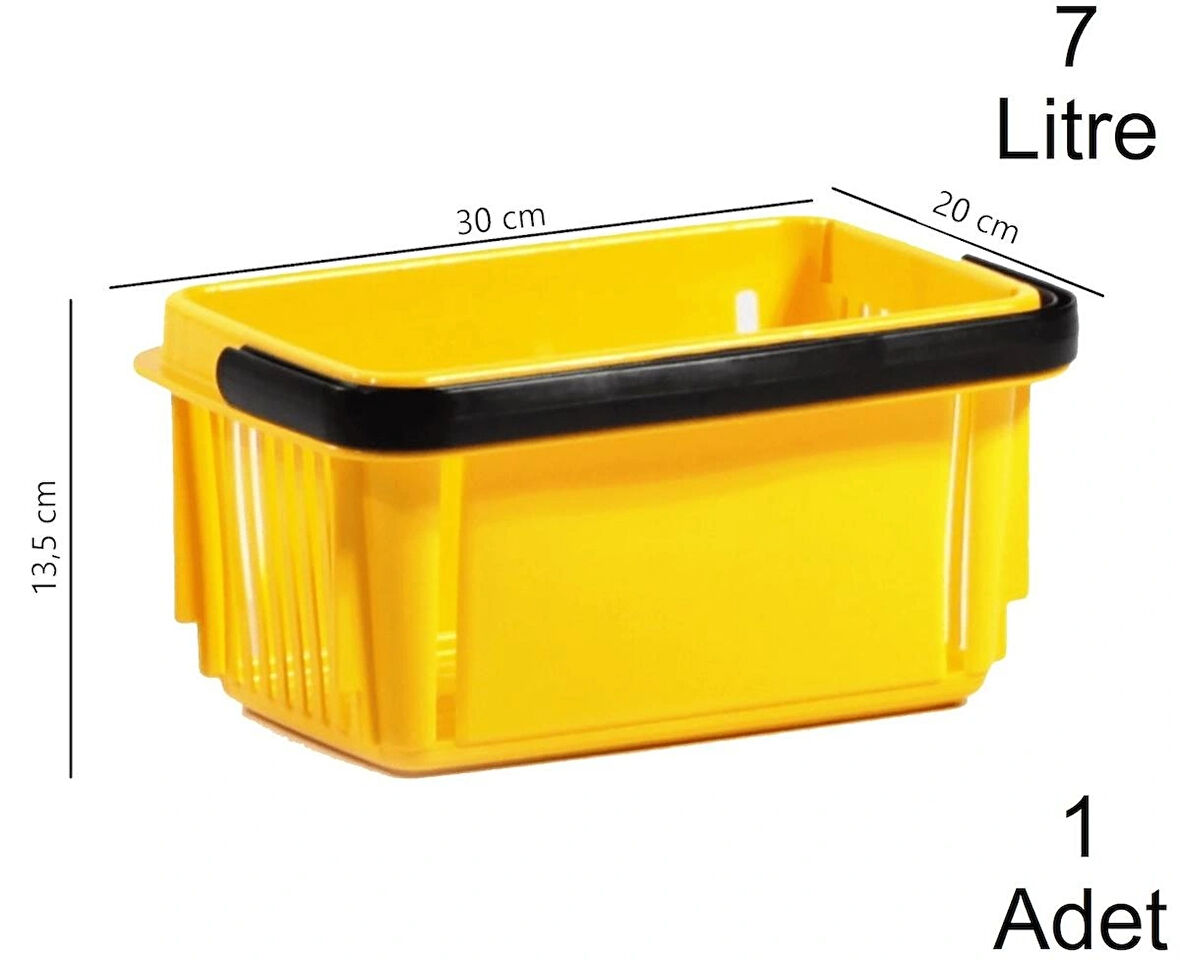Plastik Kozmetik Alışveriş El Sepeti 7 Litre Sarı 1 Adet