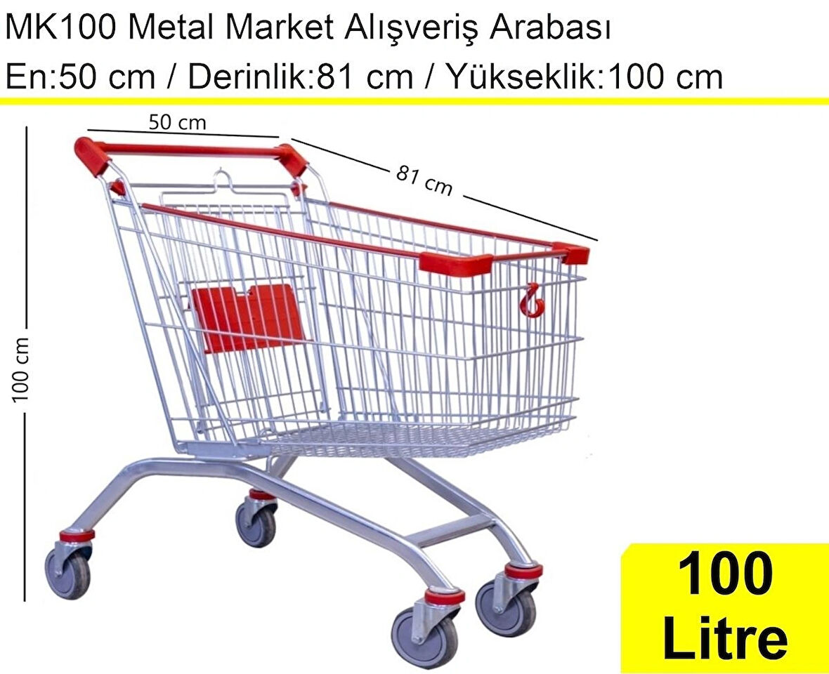 MK100 Metal Market Alışveriş Arabası 100 Litre