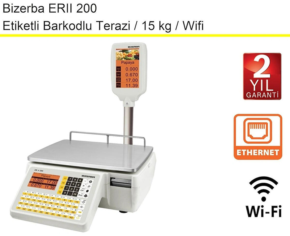 Bizerba ERII 200 Etiketli Barkodlu Terazi 15 KG Wifi
