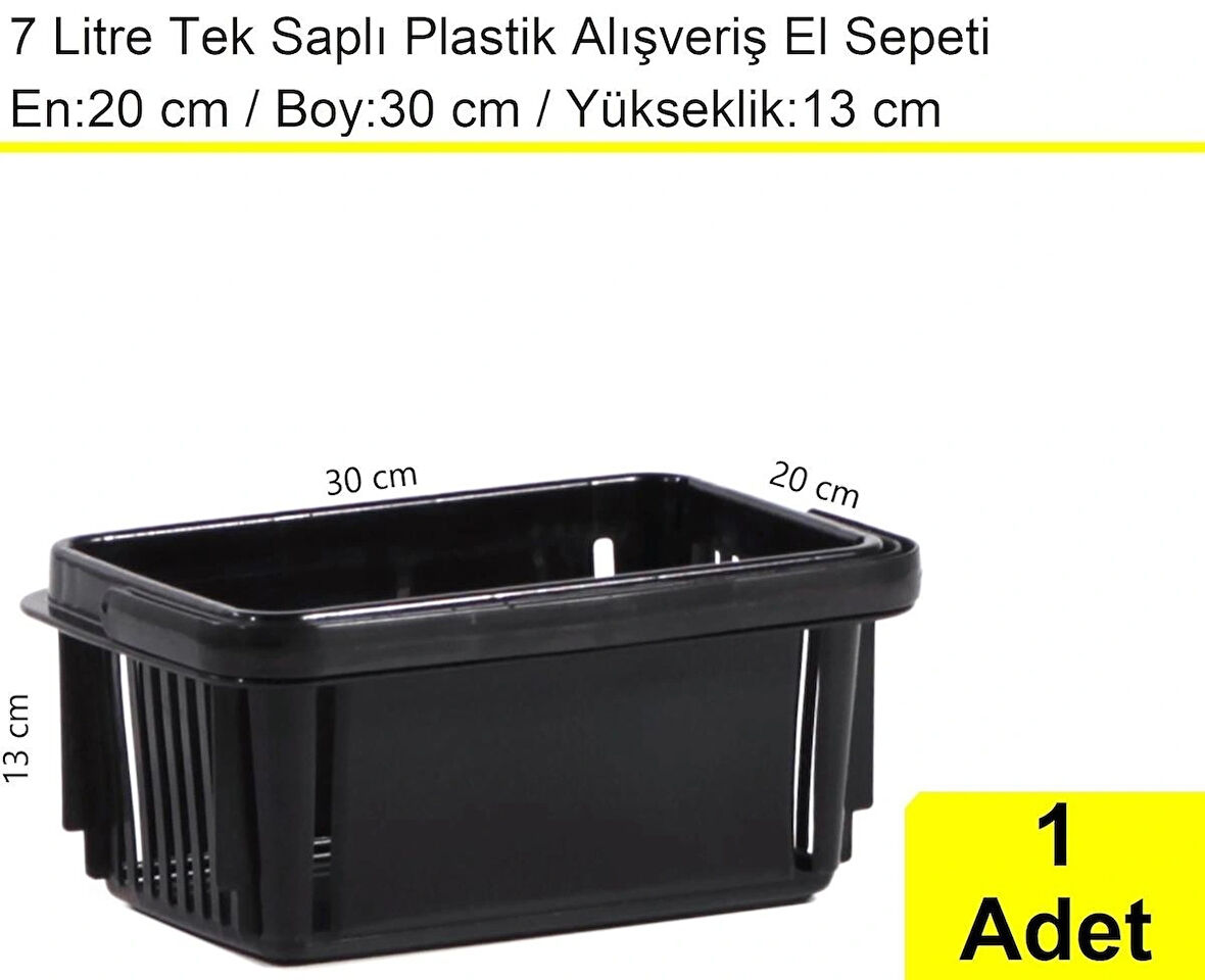 Plastik Kozmetik Alışveriş El Sepeti 7 Litre Siyah 1 Adet