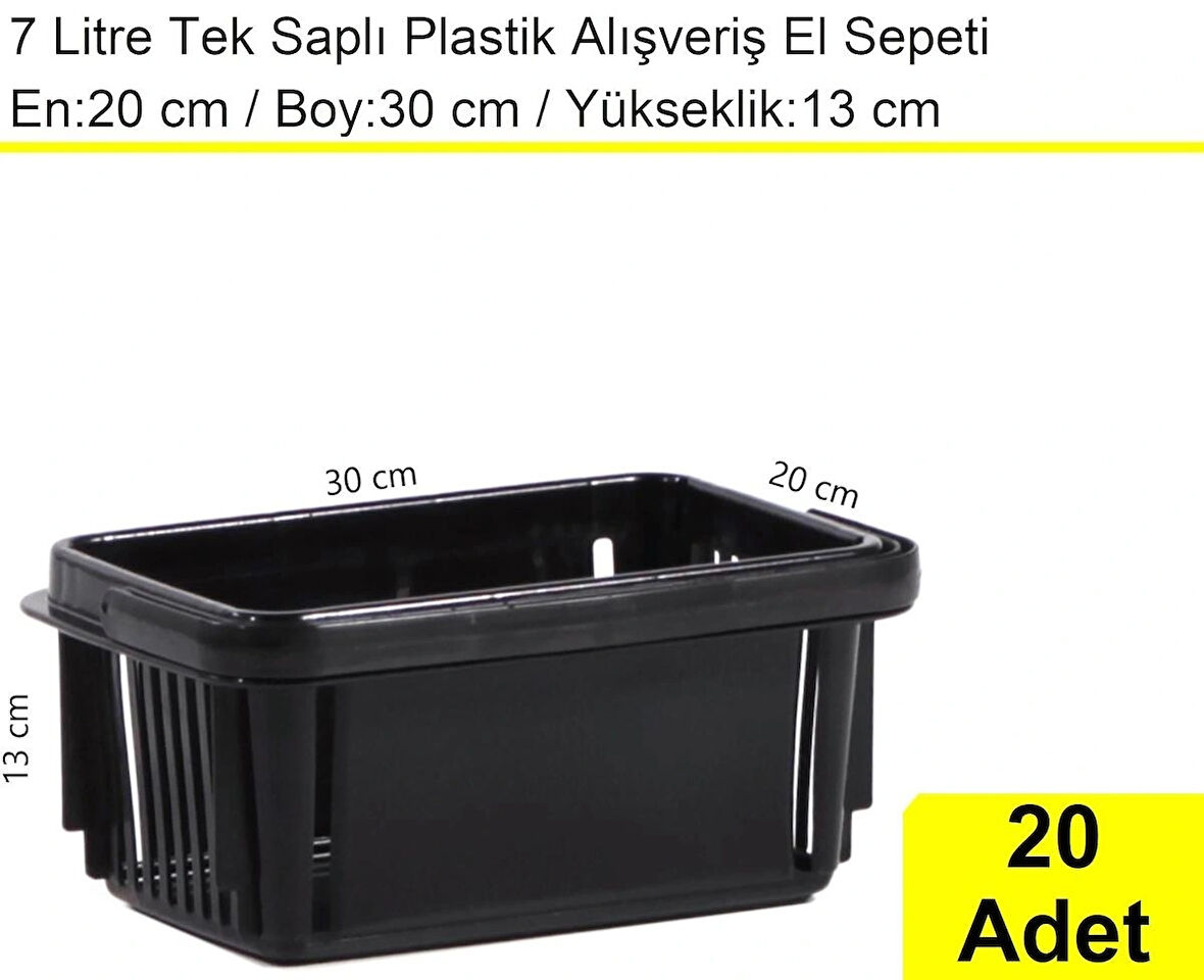 Plastik Kozmetik Alışveriş El Sepeti 7 Litre Siyah 20 Adet