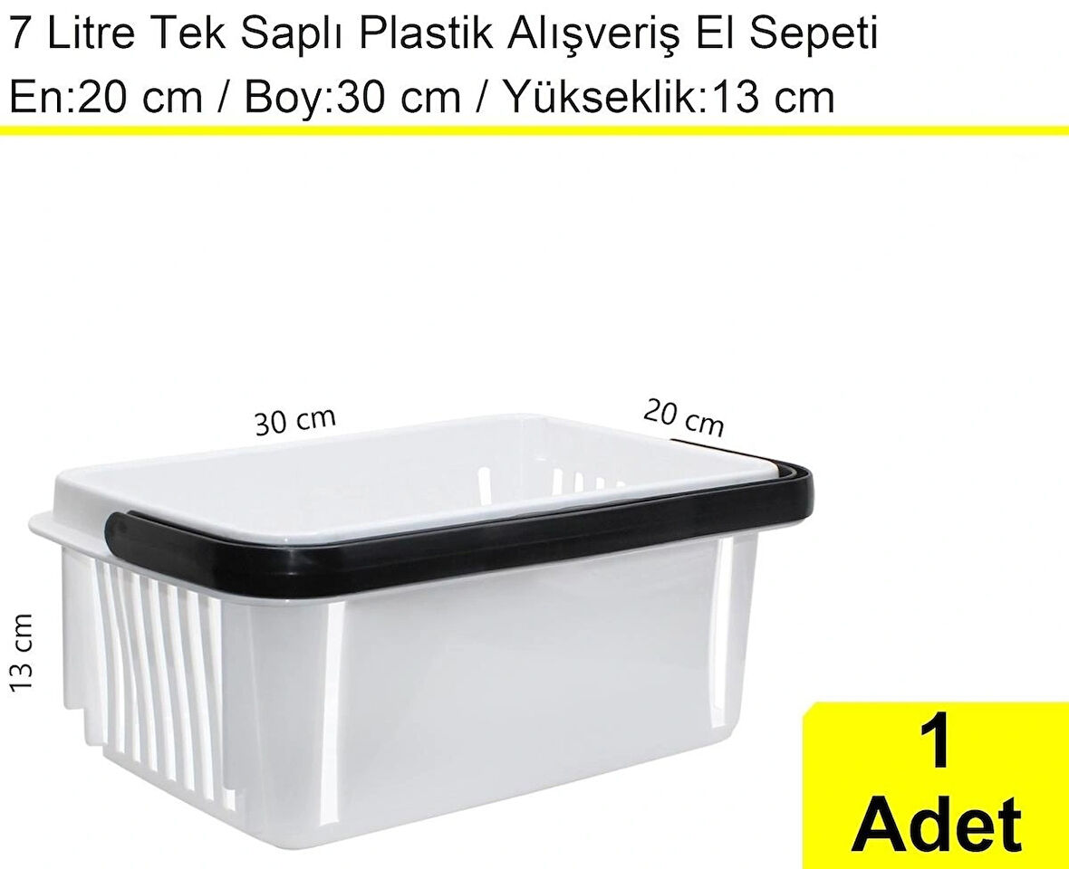 Plastik Kozmetik Alışveriş El Sepeti 7 Litre Beyaz  1 Adet