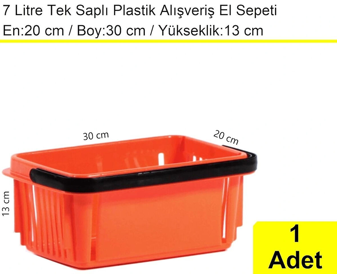 Plastik Kozmetik Alışveriş El Sepeti 7 Litre Turuncu 1 Adet