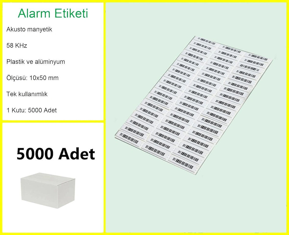 Akusto Manyetik DR Barkodlu Alarm Etiketi 1 Kutu: 5000 Adet