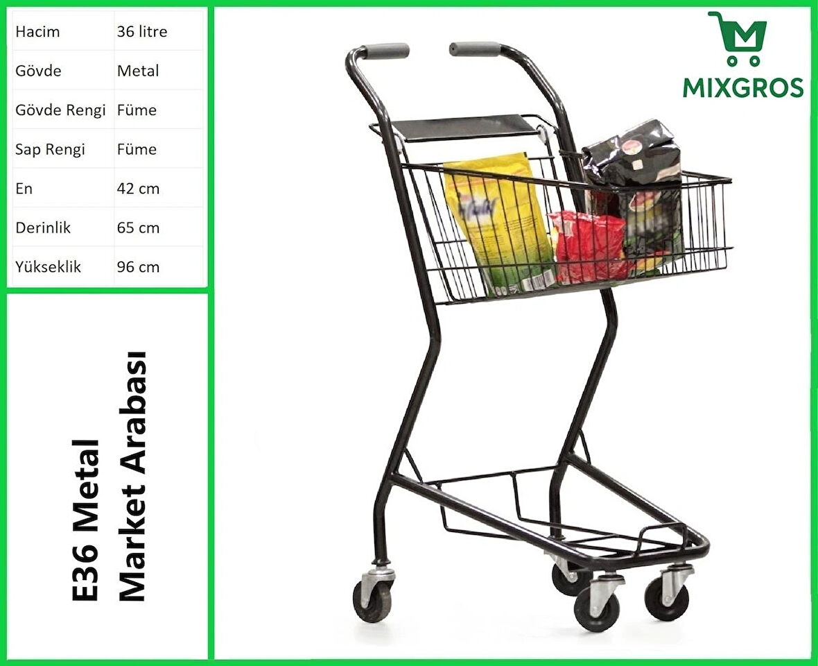 E36 Şarküteri ve Kuruyemiş Metal Market Arabası 36 Litre Füme