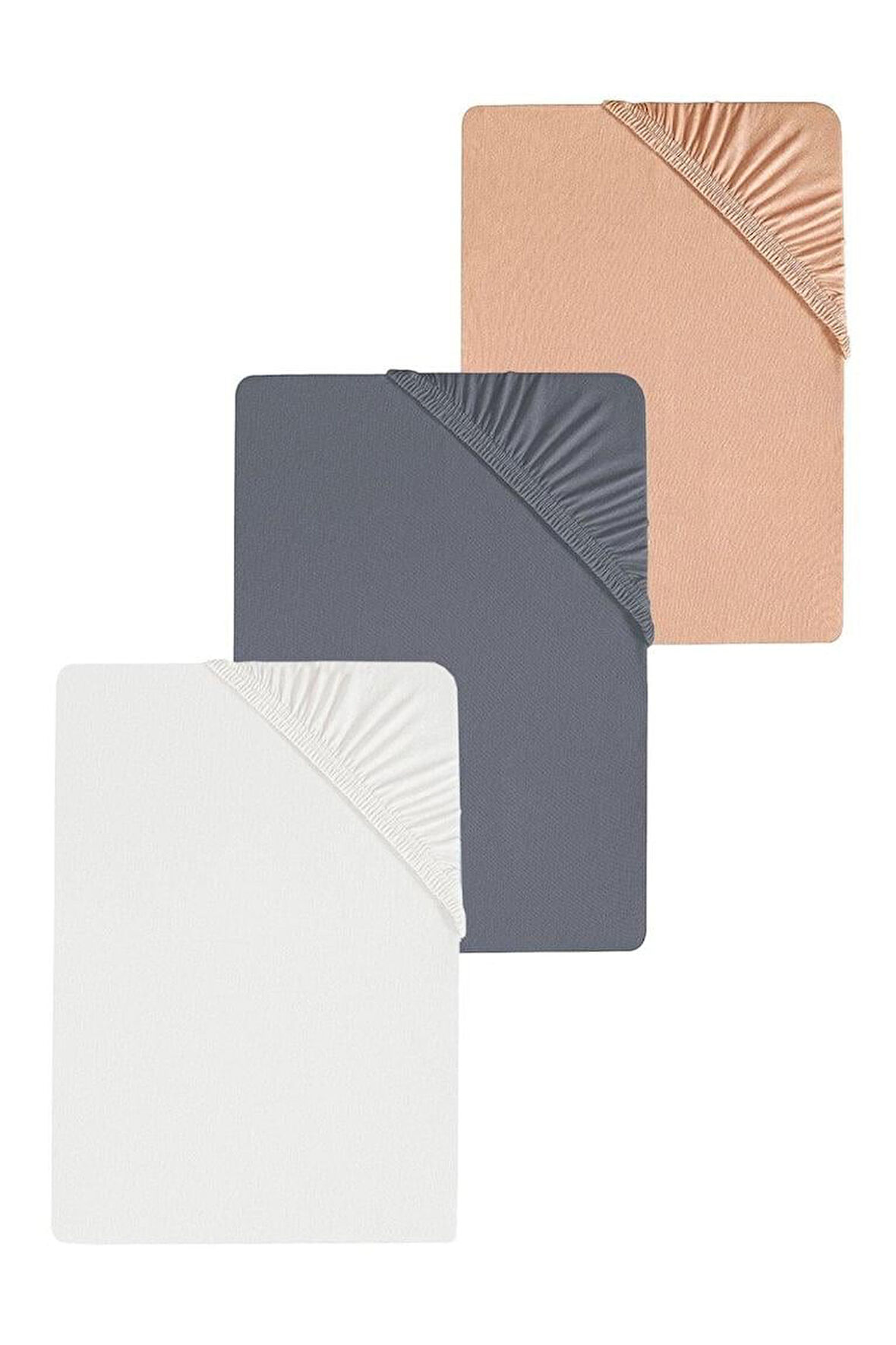 3 Adet Düz Pamuklu Tek Kişilik 120 x 200 x 30 cm Lastikli Penye Çarşaf