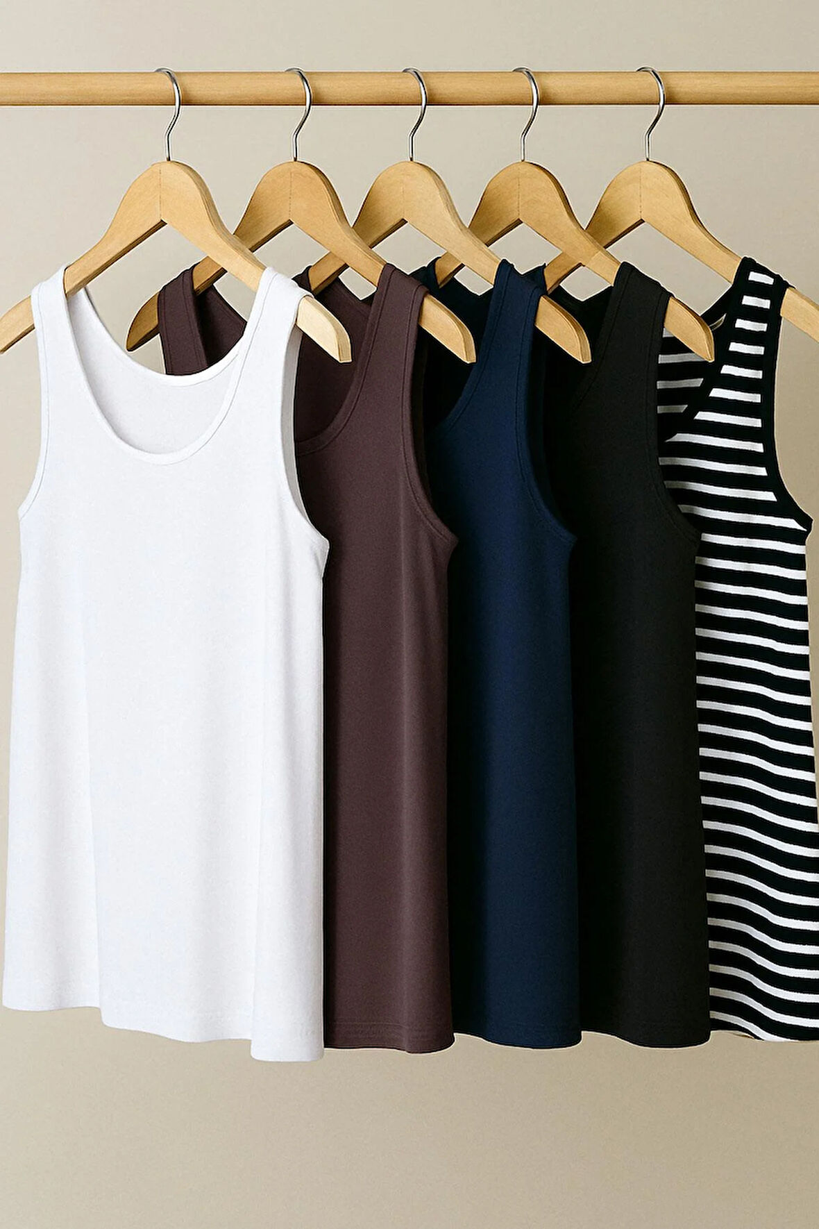 5 Adet A Kesim Pamuklu Kalın Askılı Atlet Tişört