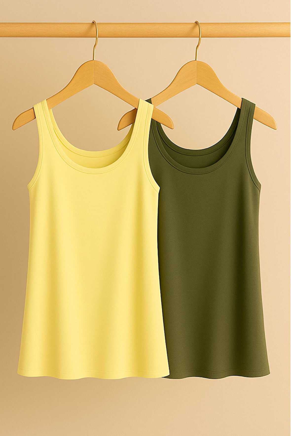 2 Adet A Kesim Rahat Kalıp Basic Kalın Askılı Atlet Tişört