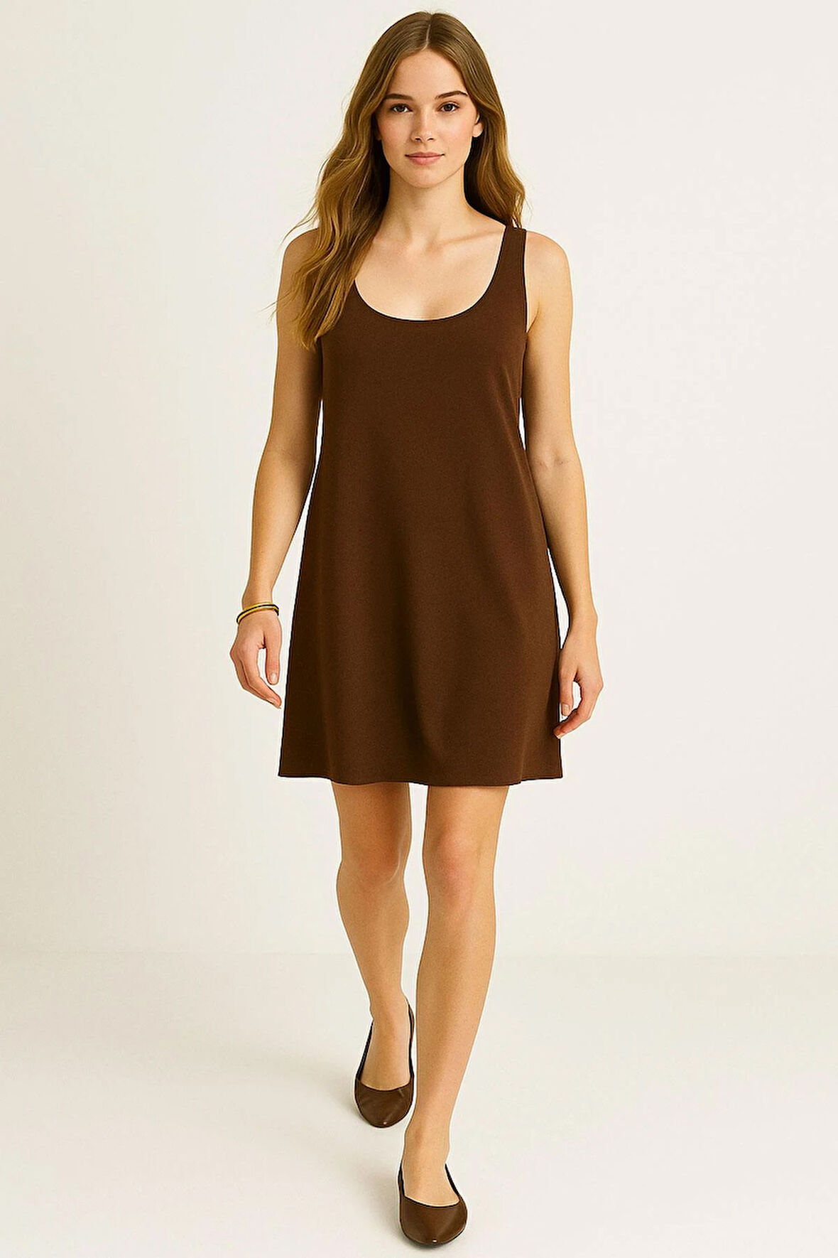 A Kesim Pamuklu Kalın Askılı Atlet Elbise