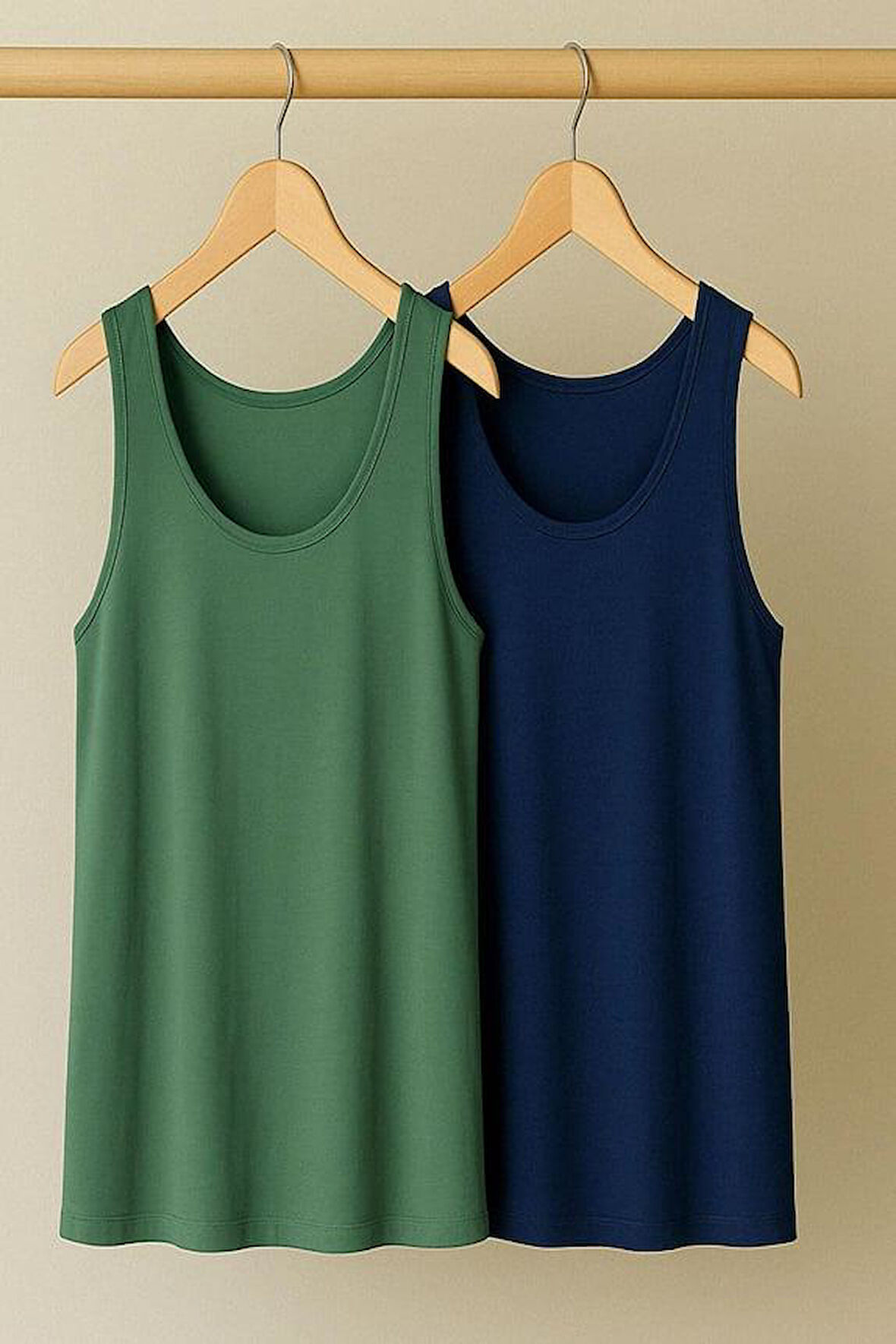 2 Adet A Kesim Rahat Kalıp Basic Kalın Askılı Atlet Tişört