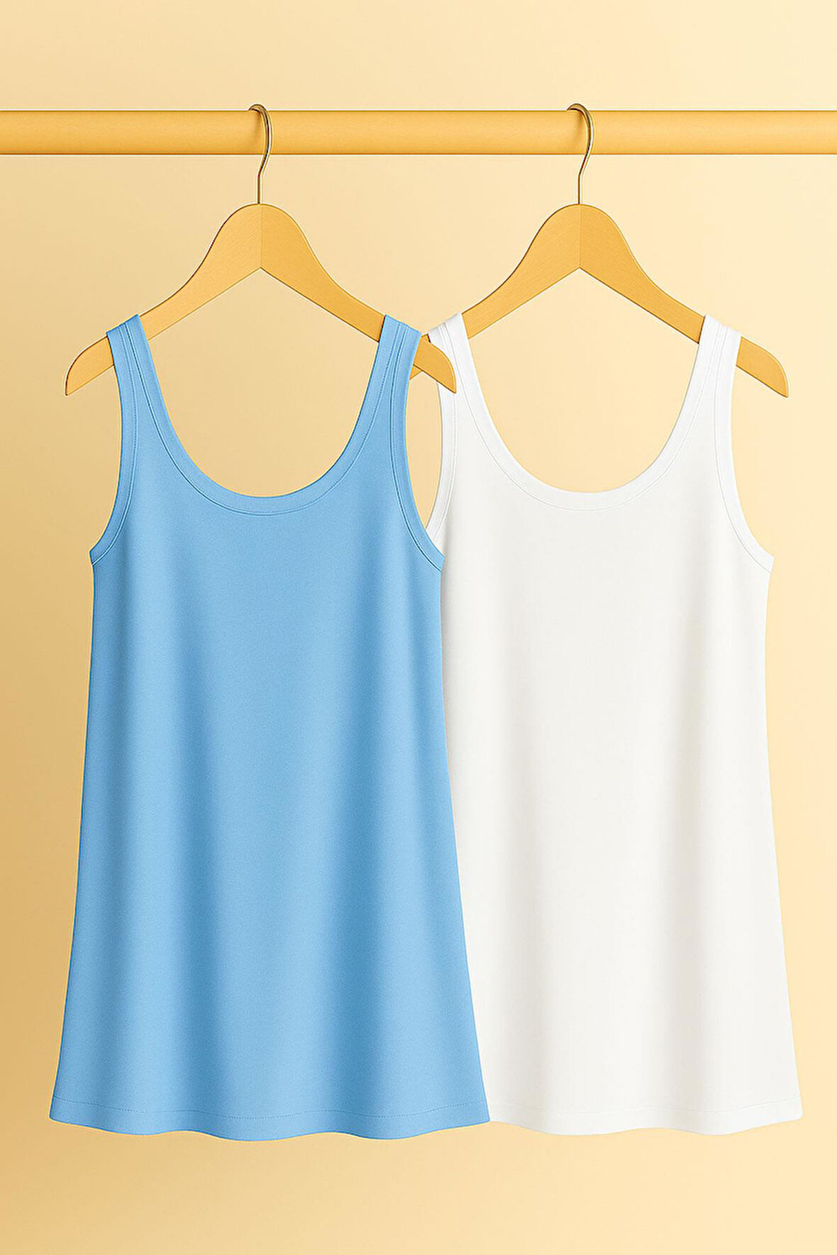 2 Adet A Kesim Rahat Kalıp Basic Kalın Askılı Atlet Tişört