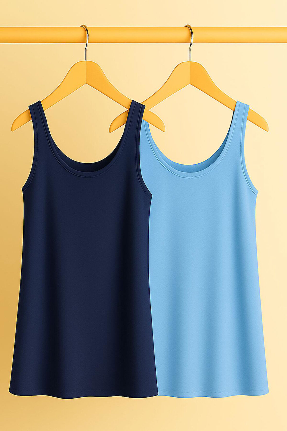 2 Adet A Kesim Rahat Kalıp Basic Kalın Askılı Atlet Tişört