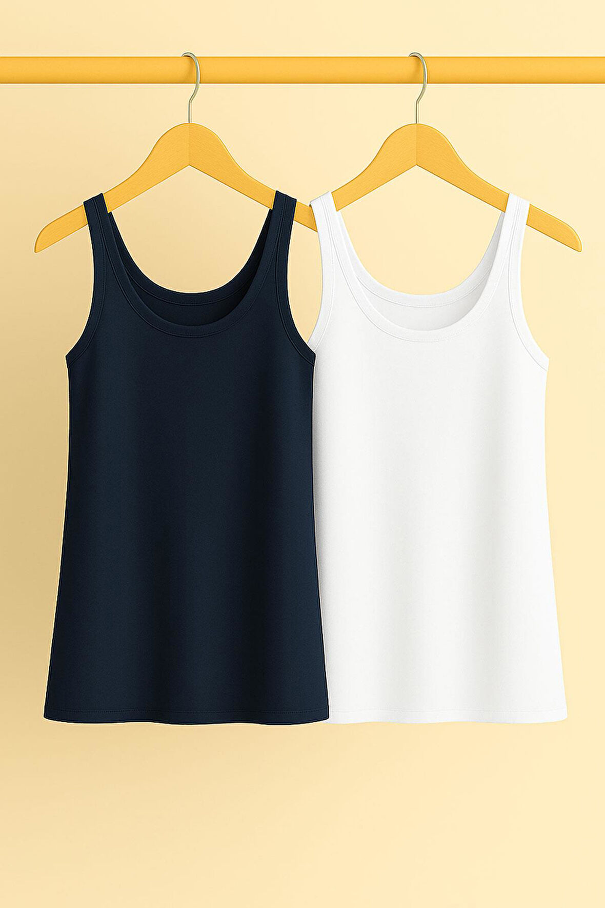 2 Adet A Kesim Rahat Kalıp Basic Kalın Askılı Atlet Tişört