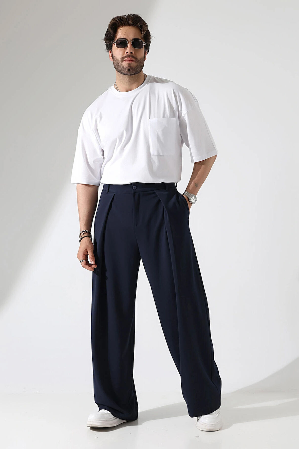 Kumaş Oversize Bol Paça Pantolon