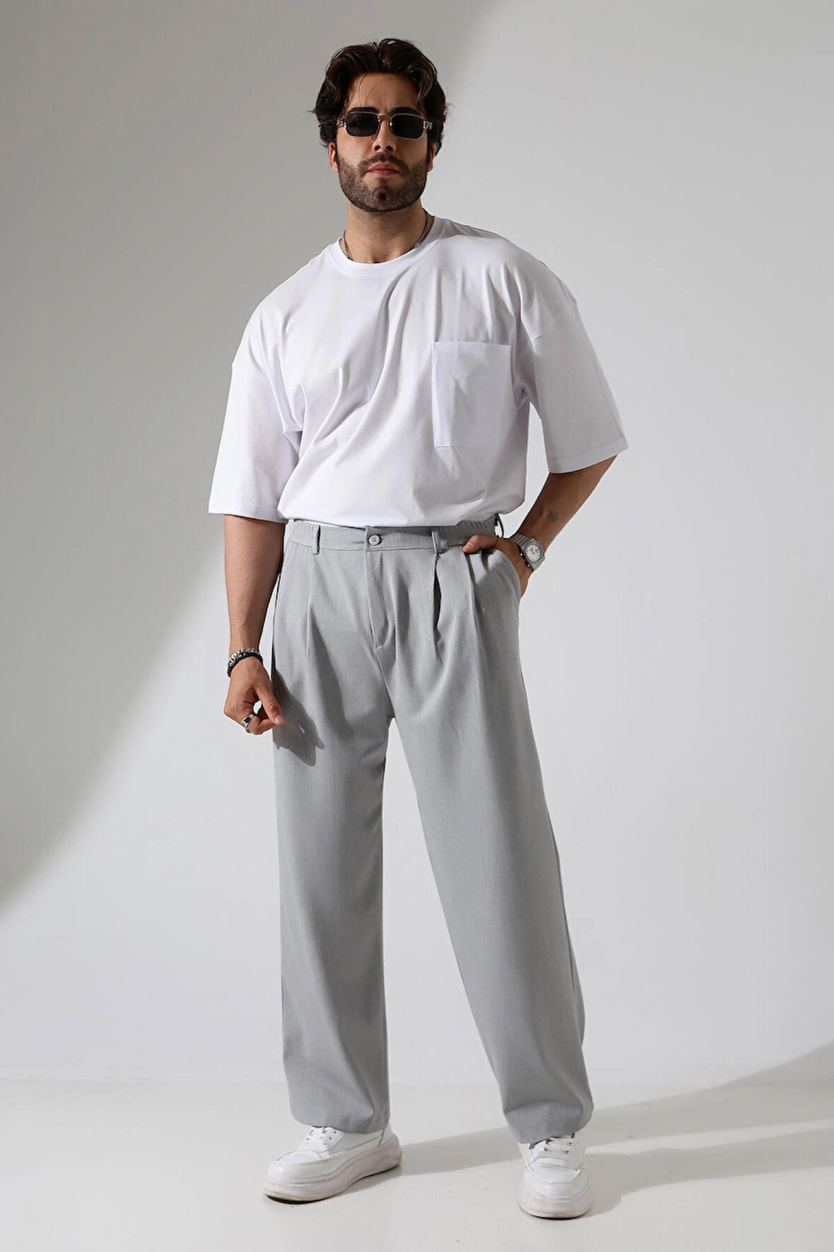 Kumaş Oversize Bol Paça Pantolon