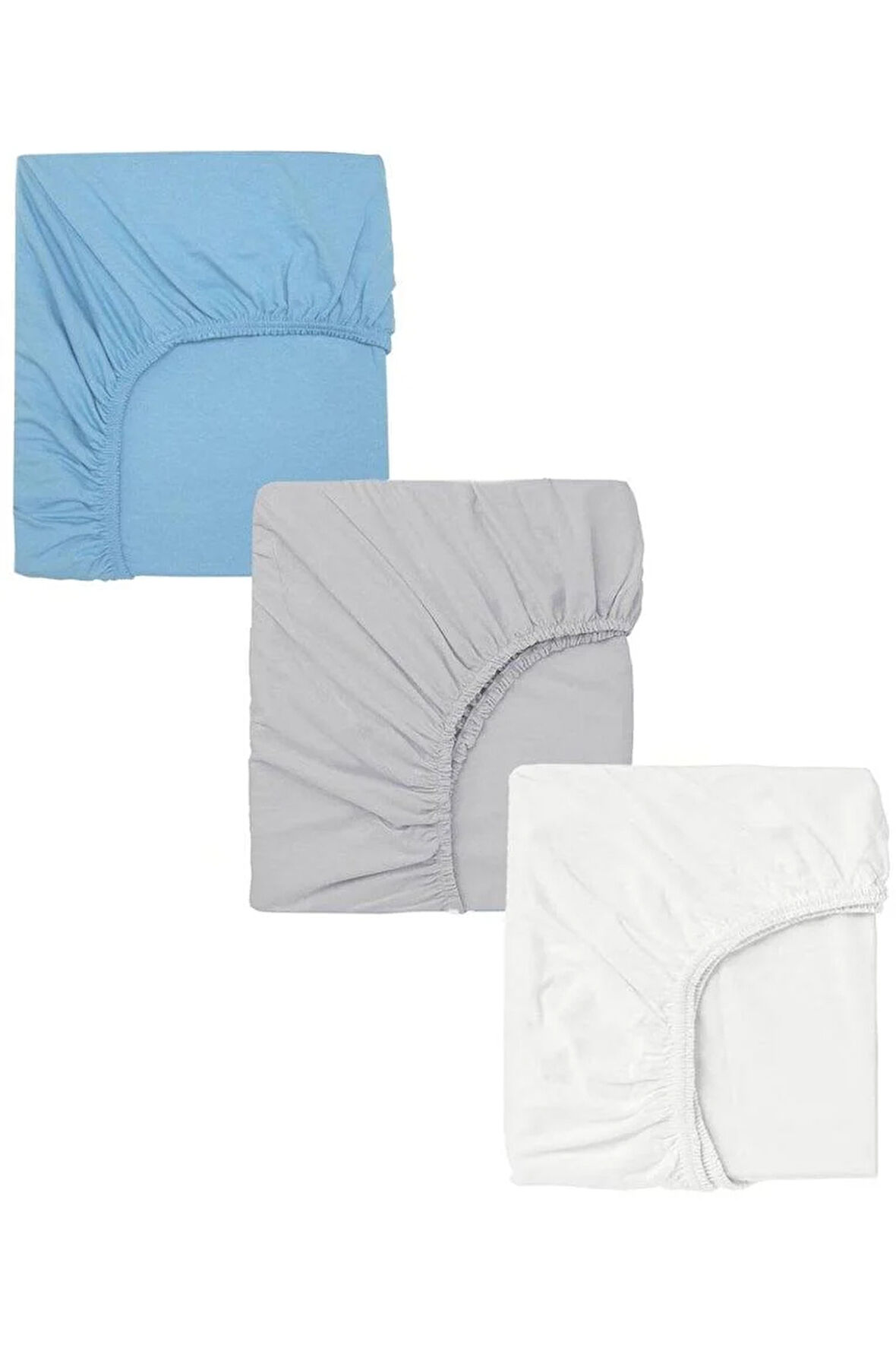 3 Adet 70 x 120 x 20 cm Anne Yanı Lastikli Penye Kumaş Bebek Çarşafı
